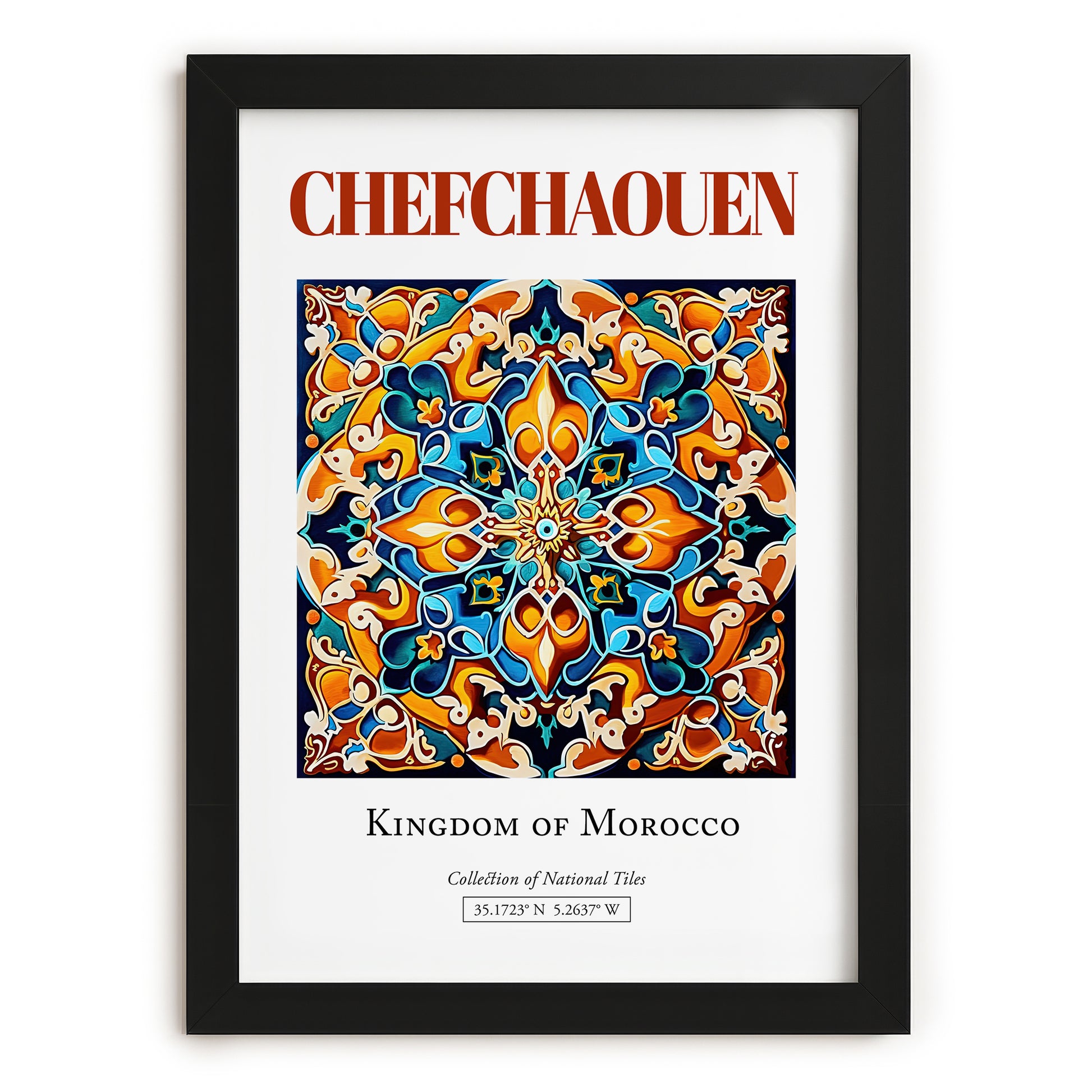 Chefchaouen, Morocco – Cityscape Wall Art, in sleek black frame