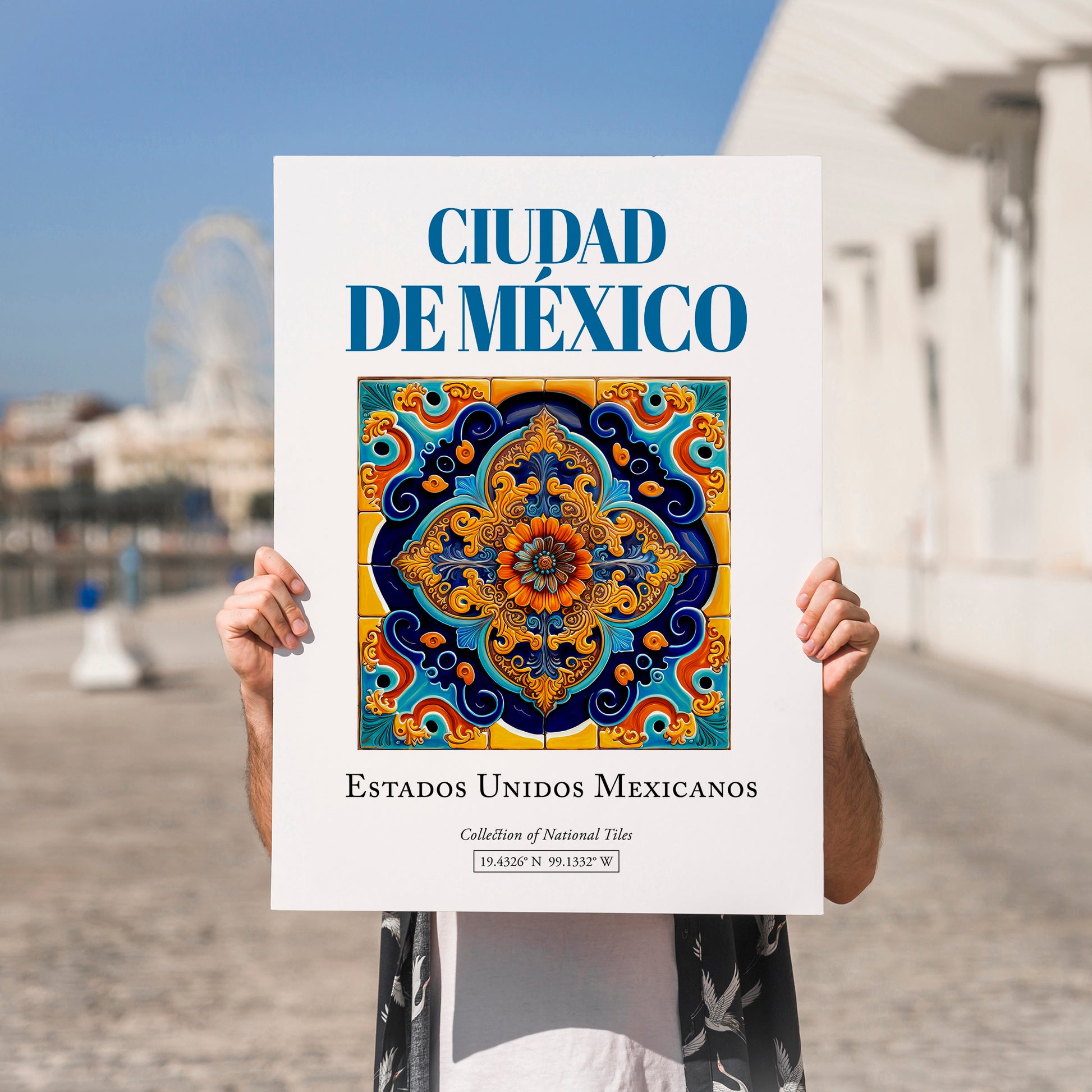 Ciudad de México, Mexico – Travel Print, no-text version framed in wood