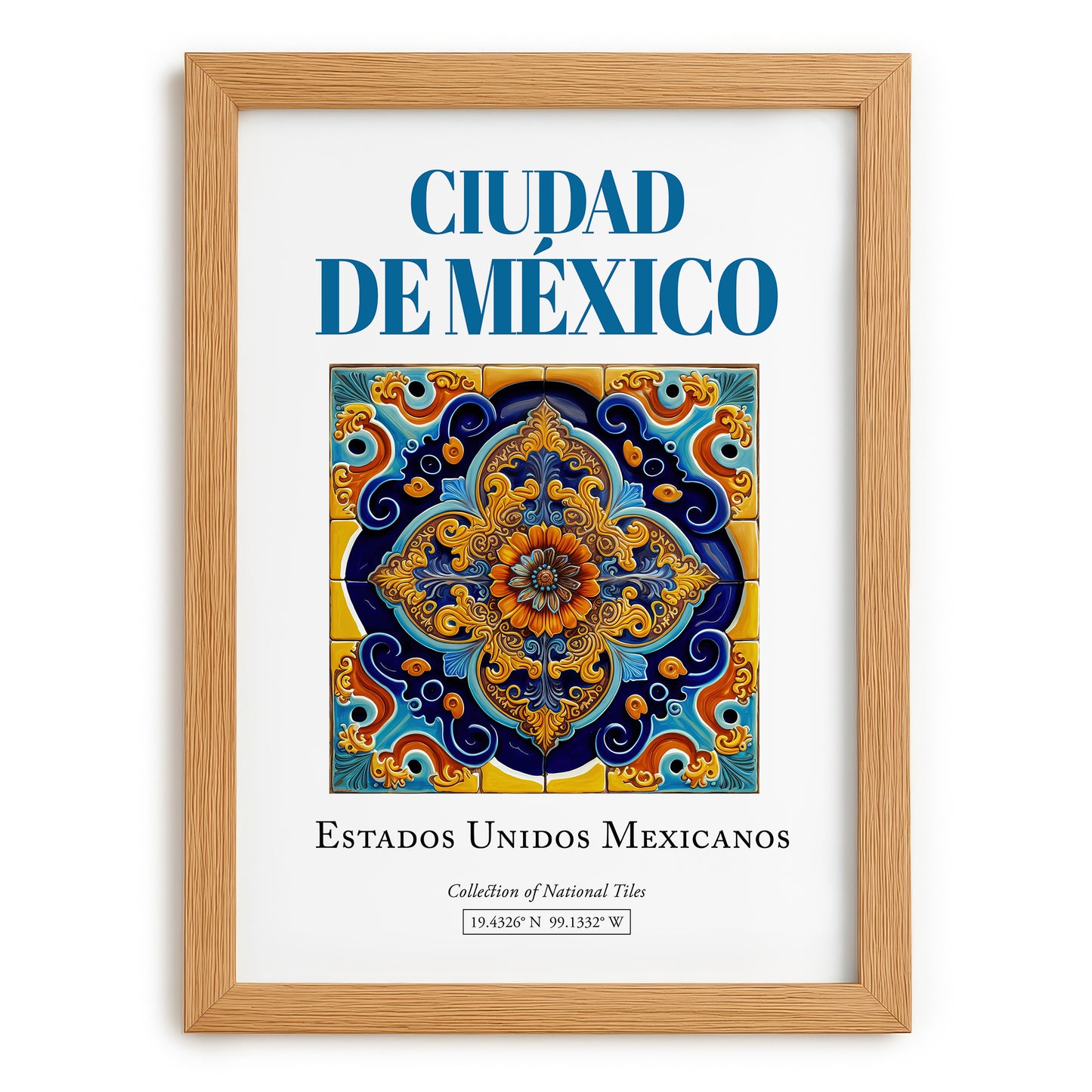 Ciudad de México, Mexico – Travel Print, set in oak frame