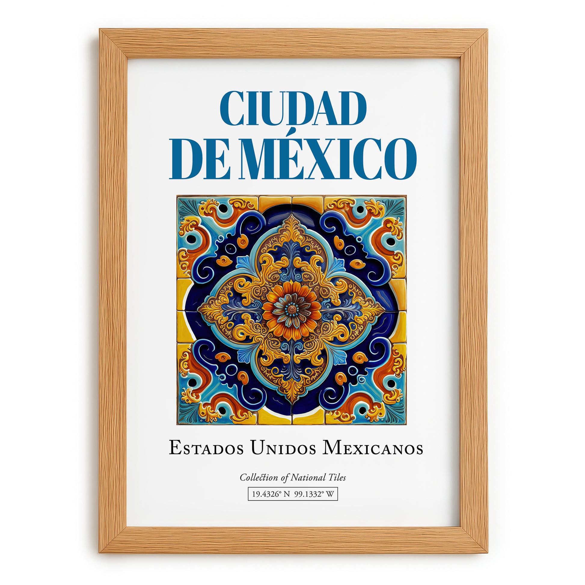 Ciudad de México, Mexico – Travel Print, set in oak frame