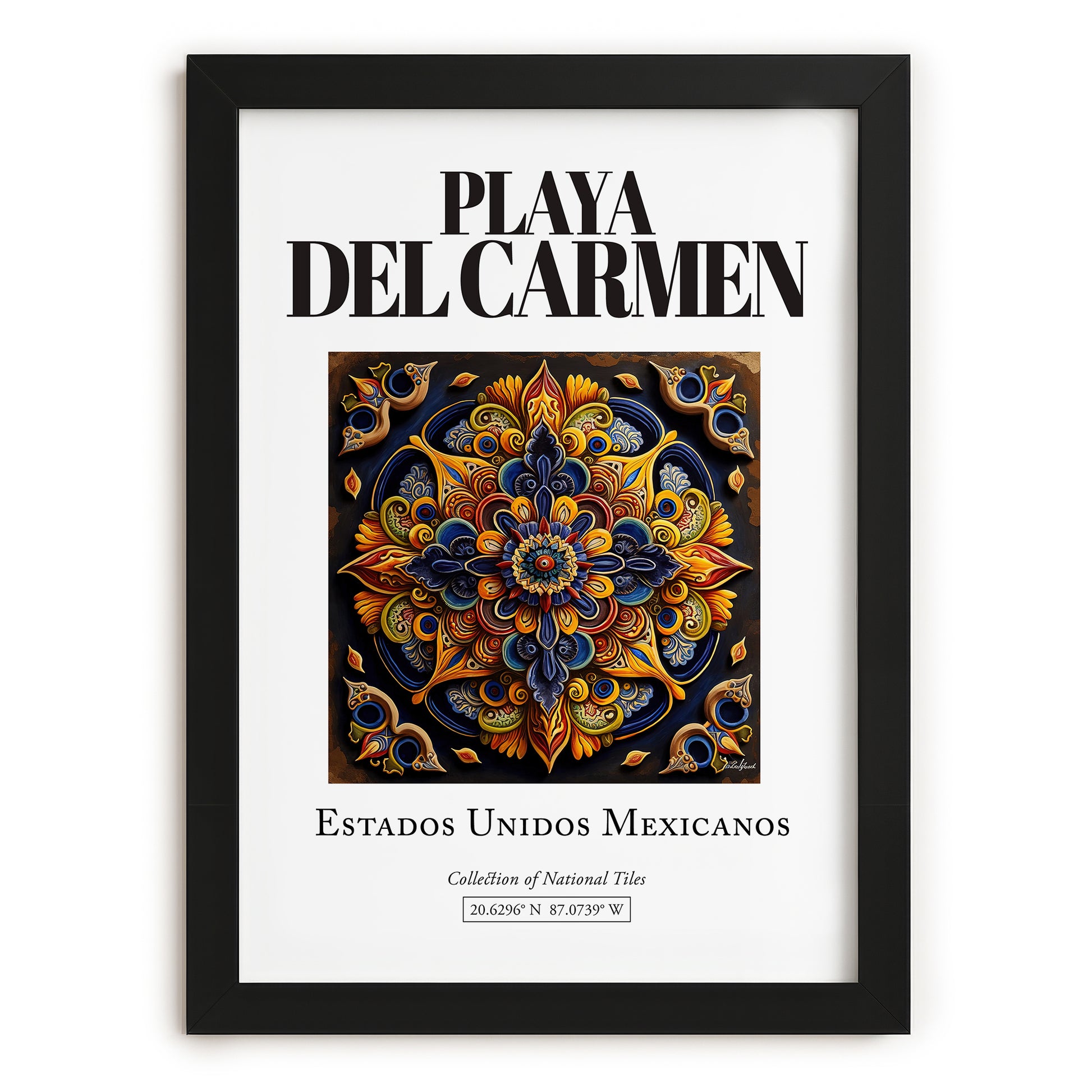 Playa del Carmen, Mexico – Travel Print, in sleek black frame