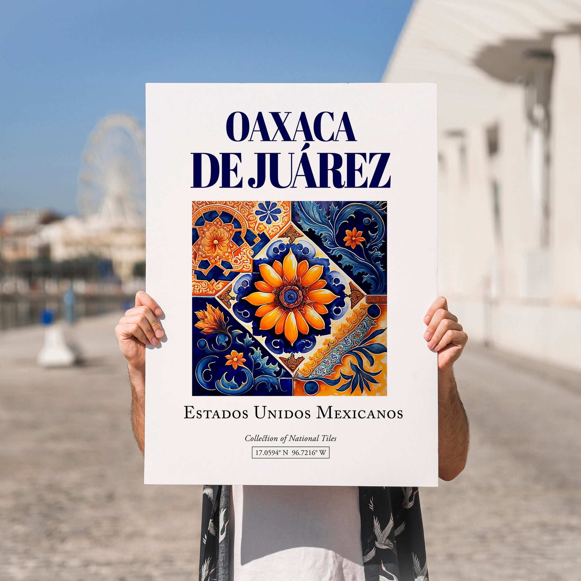 Oaxaca de Juárez, Mexico – Travel Print, no-text version framed in wood