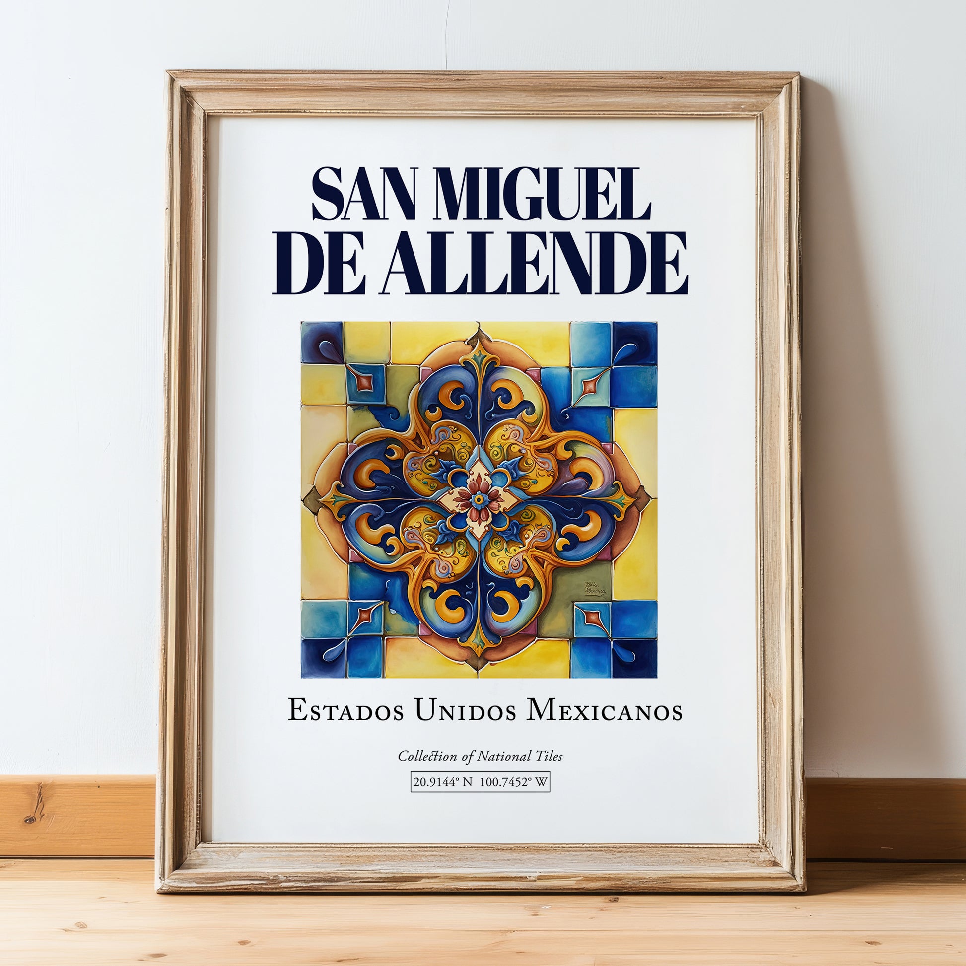 San Miguel de Allende, Mexico – National Pride Wall Decor, in wooden frame leaning on the floor