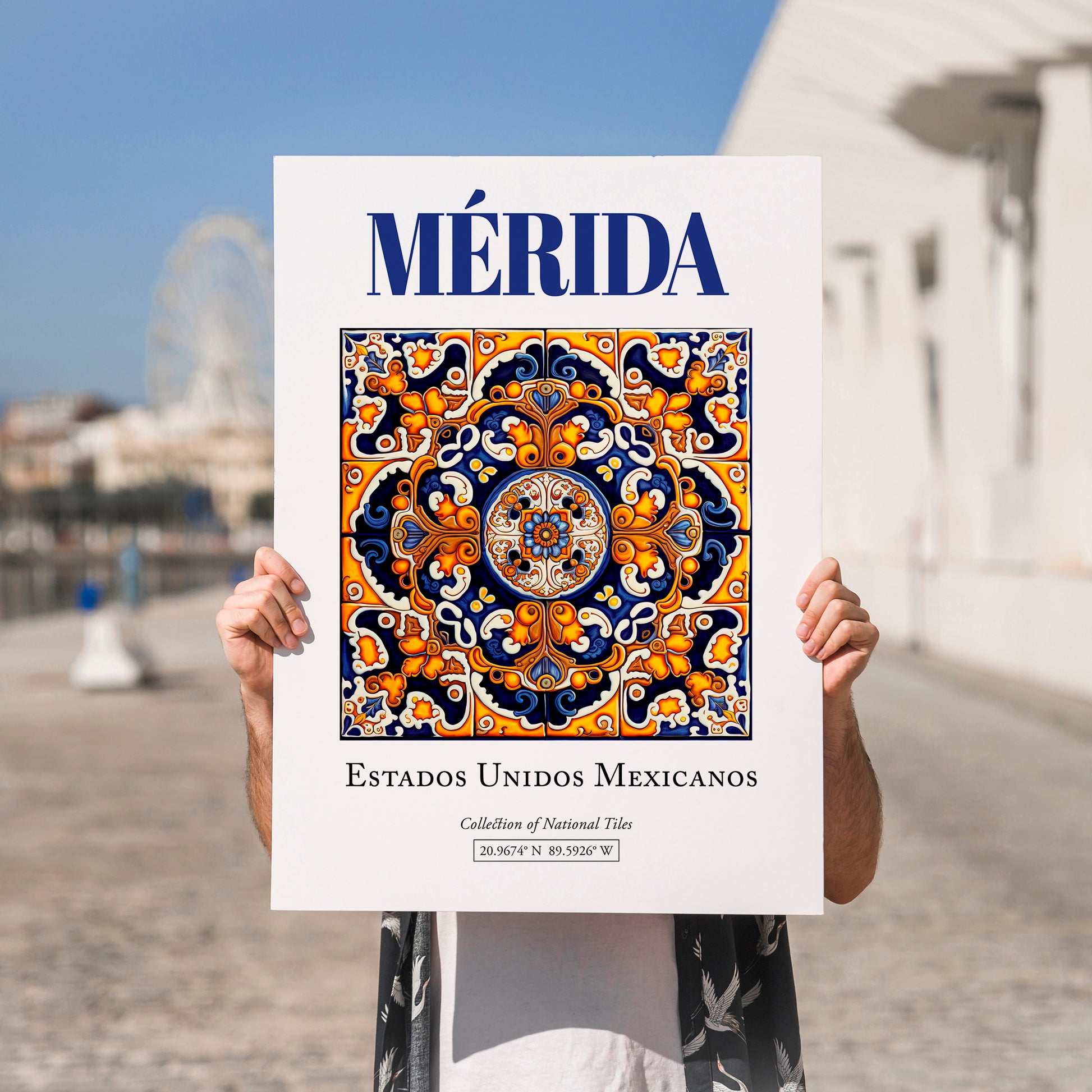 Mérida, Mexico – Global Wall Art, no-text version framed in wood