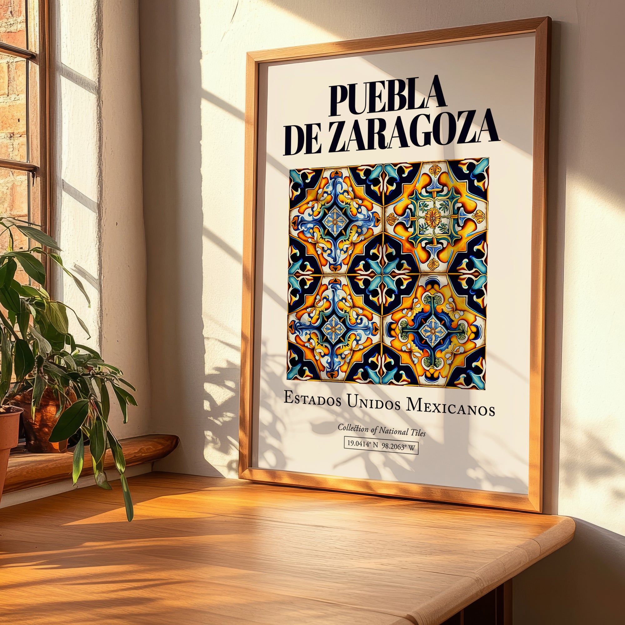 Puebla de Zaragoza, Mexico – Cultural Heritage Wall Art, clean layout with no caption