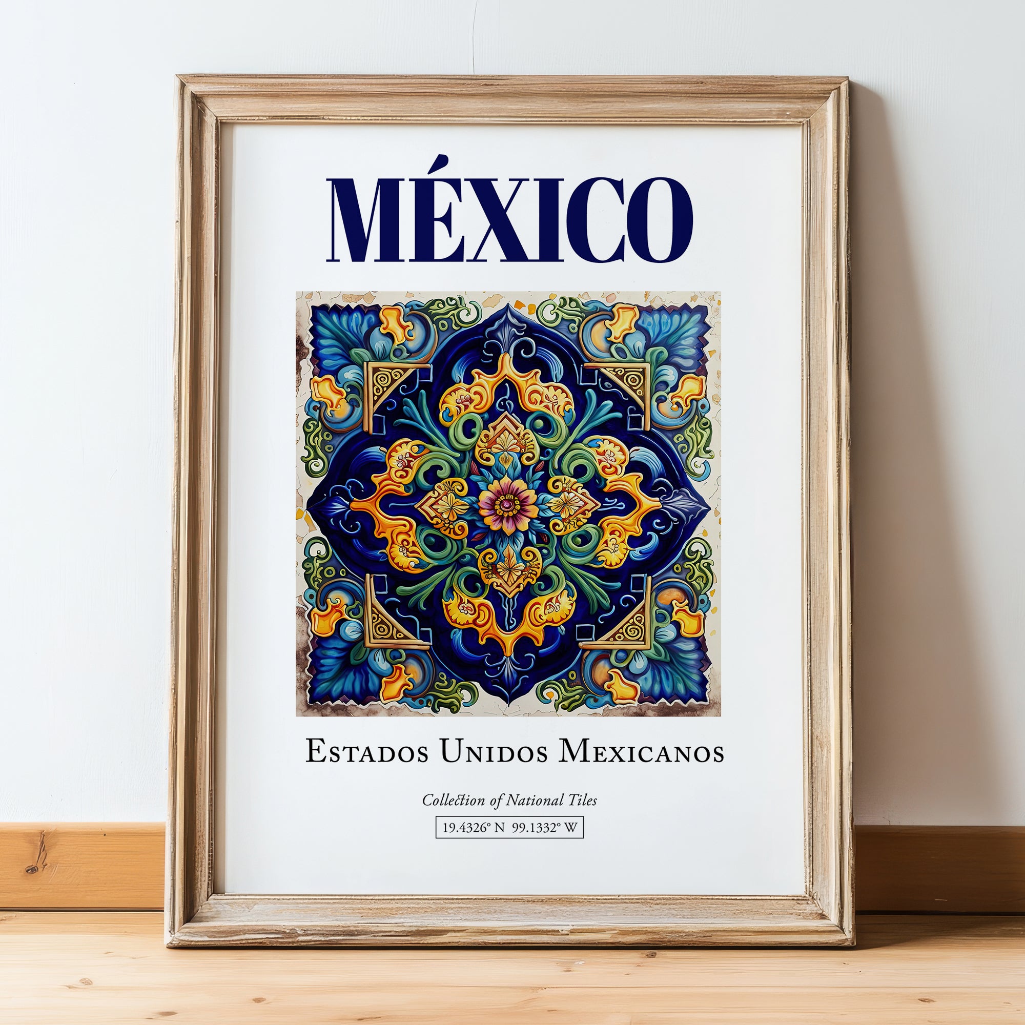 México, Mexico – Wanderlust-Inspired Poster, in wooden frame leaning on the floor