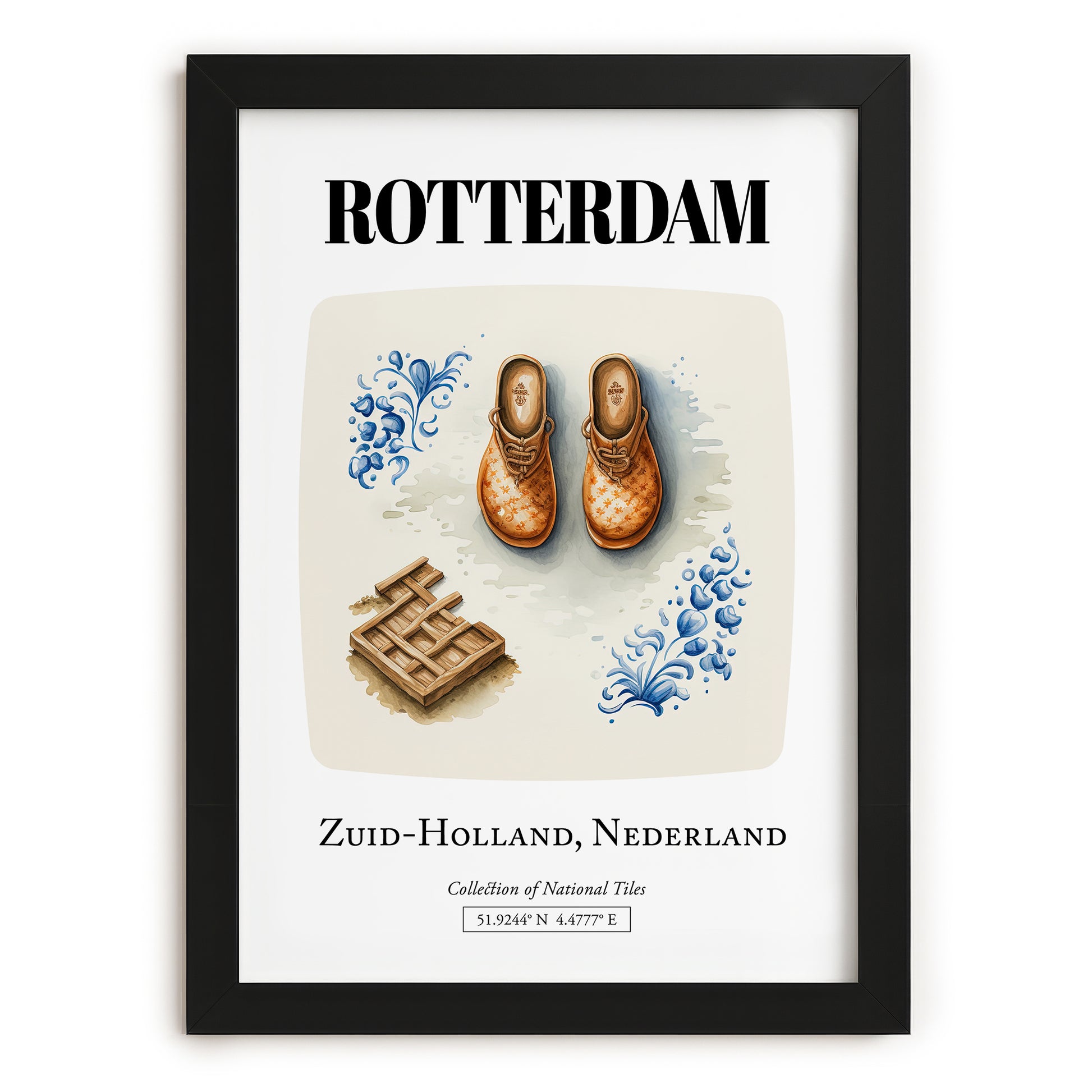 Rotterdam, Netherlands – Travel Poster, in sleek black frame