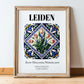 Leiden, Netherlands – Travel Print, in wooden frame leaning on the floor
