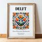 Delft, Netherlands – Country Culture Poster, in wooden frame leaning on the floor