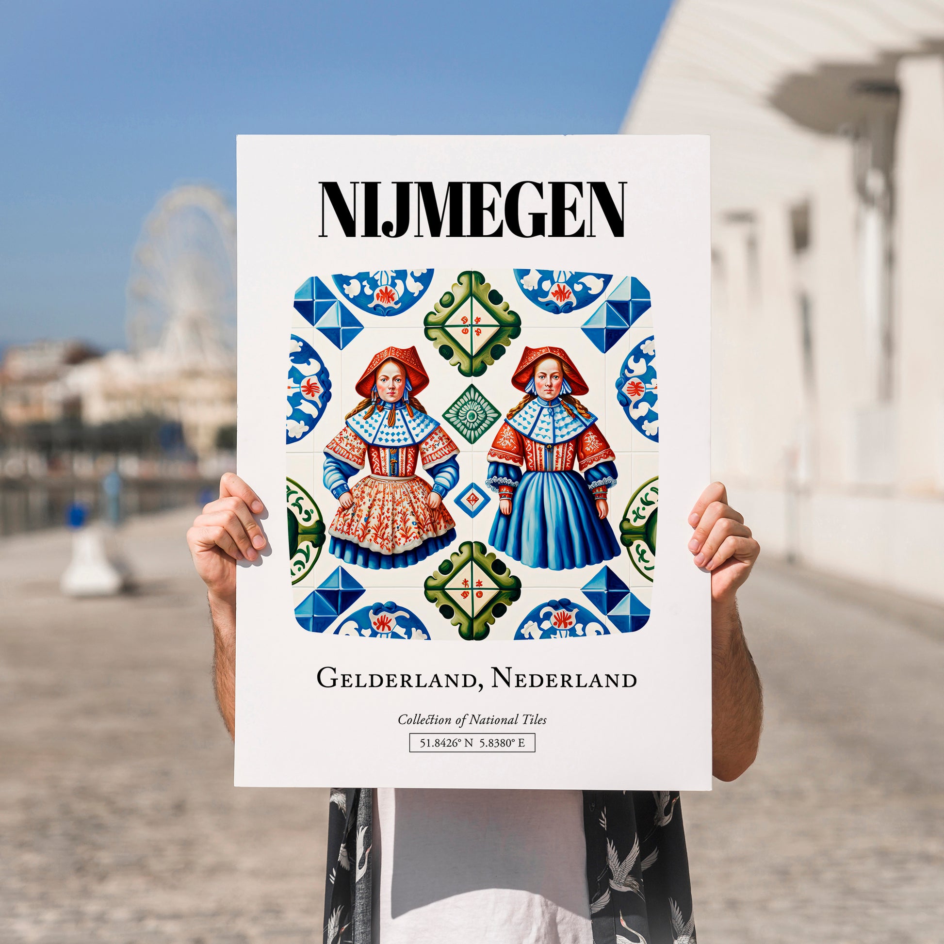 Nijmegen, Netherlands – Travel Poster, no-text version framed in wood