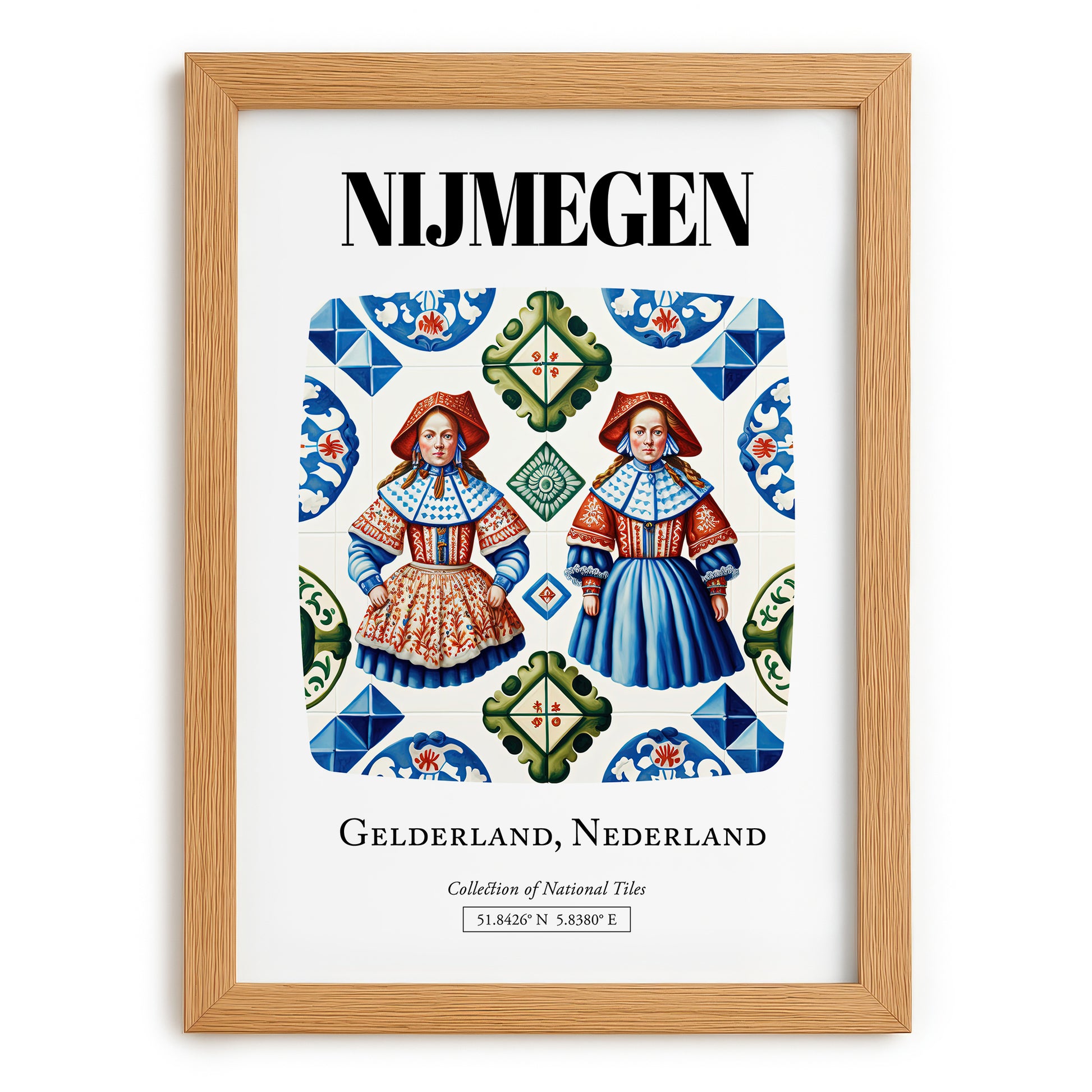 Nijmegen, Netherlands – Travel Poster, set in oak frame