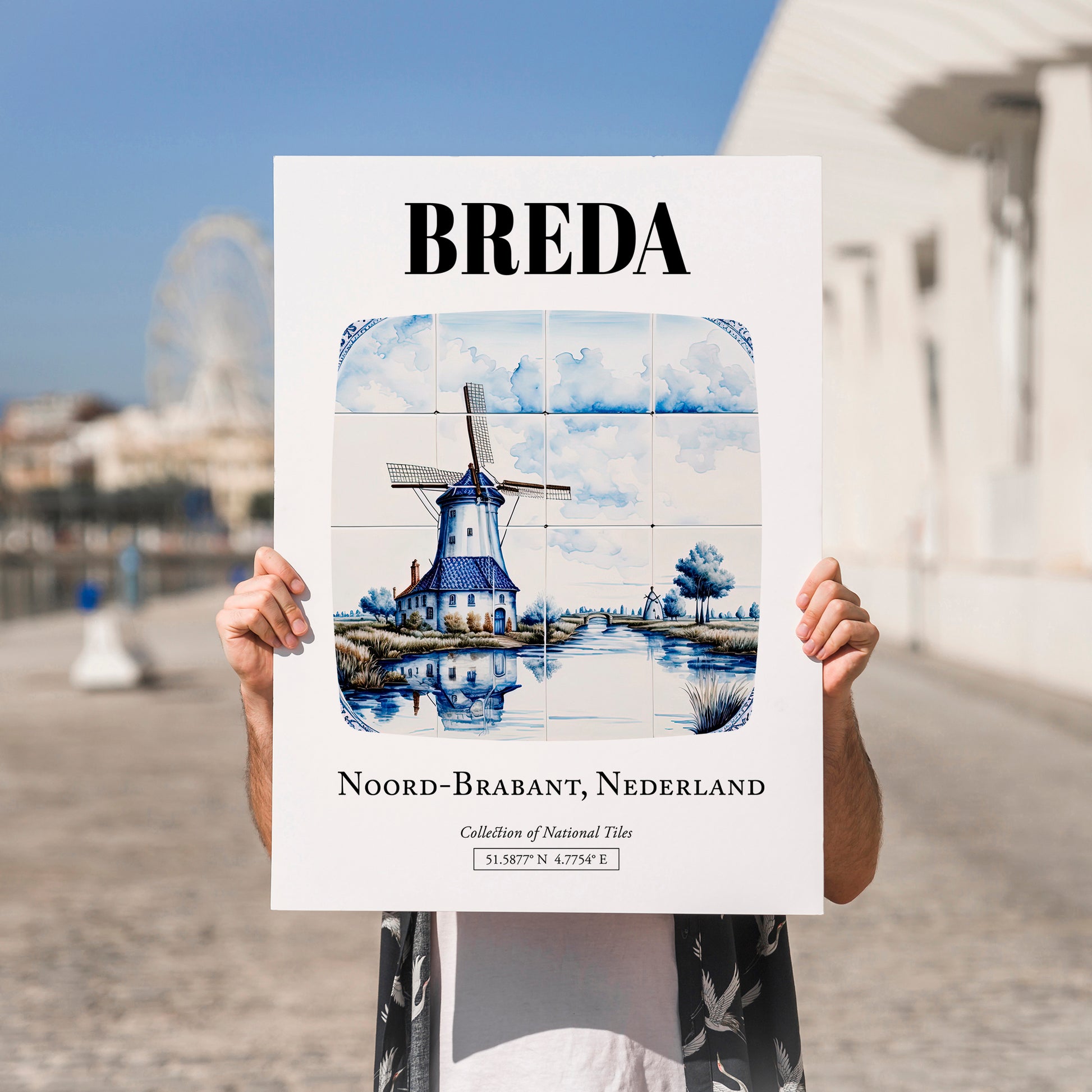 Breda, Netherlands – Travel Wall Decor, no-text version framed in wood