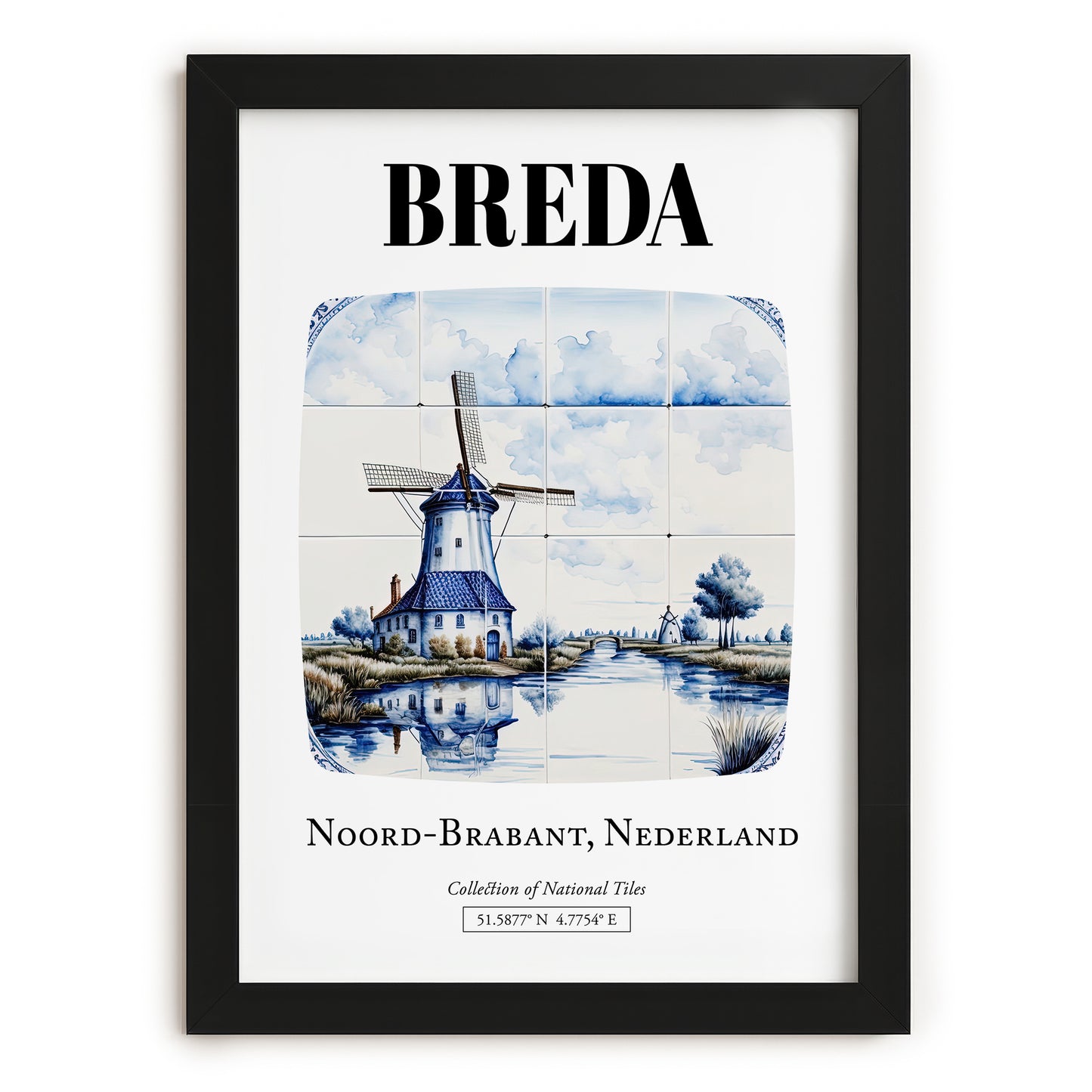 Breda, Netherlands – Travel Wall Decor, in sleek black frame