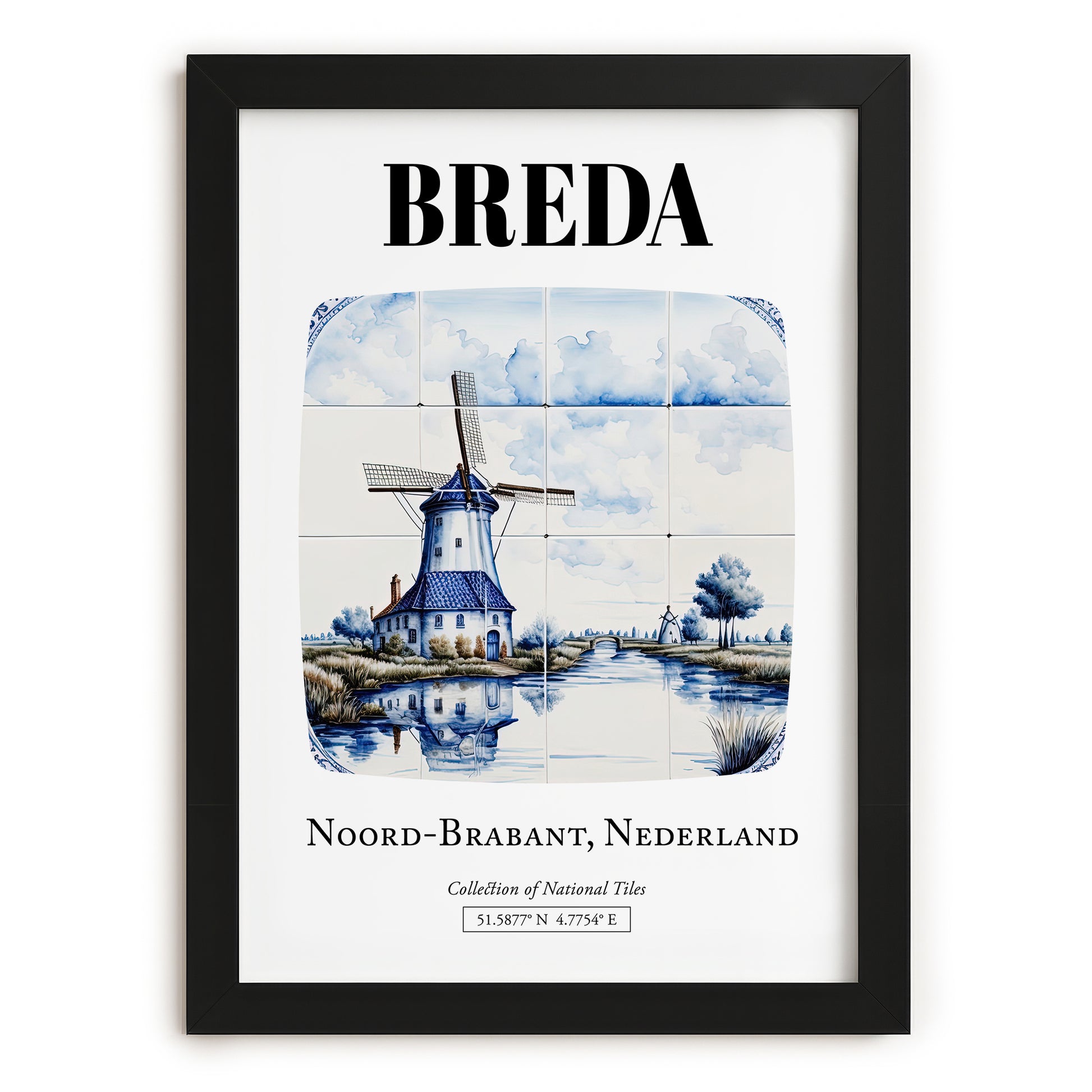 Breda, Netherlands – Travel Wall Decor, in sleek black frame