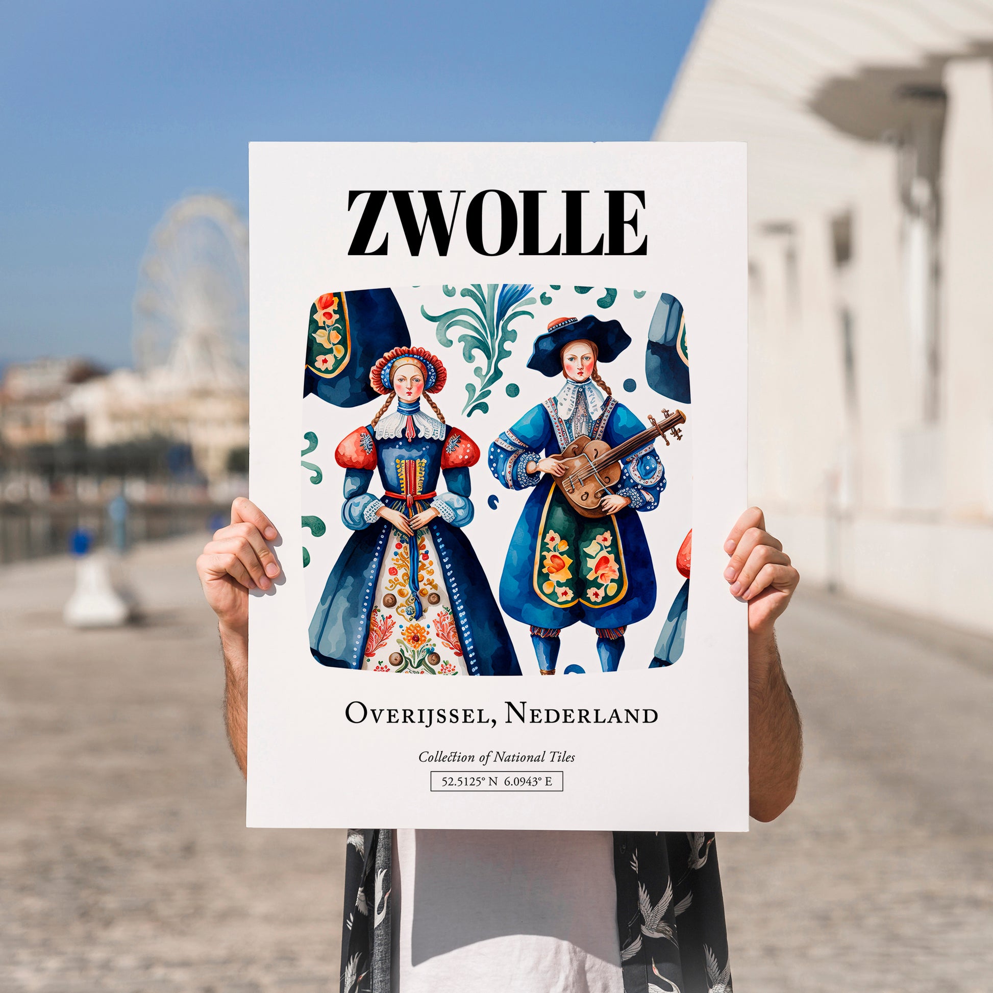 Zwolle, Netherlands – Wanderlust Wall Decor, no-text version framed in wood