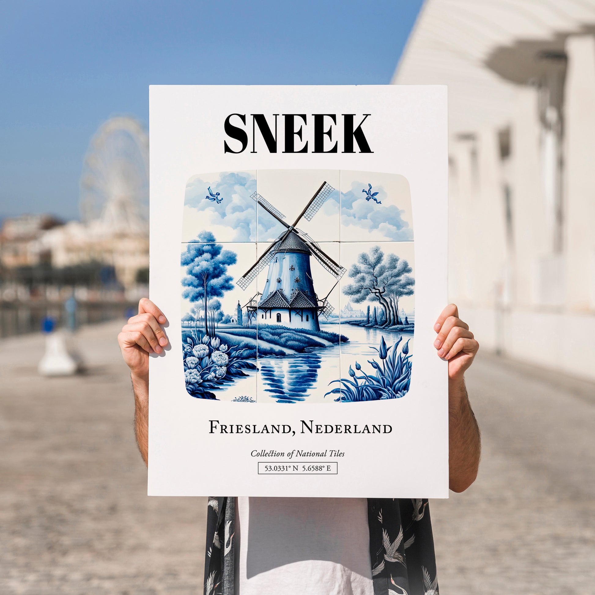 Sneek, Netherlands – Tourist Destination Poster, no-text version framed in wood