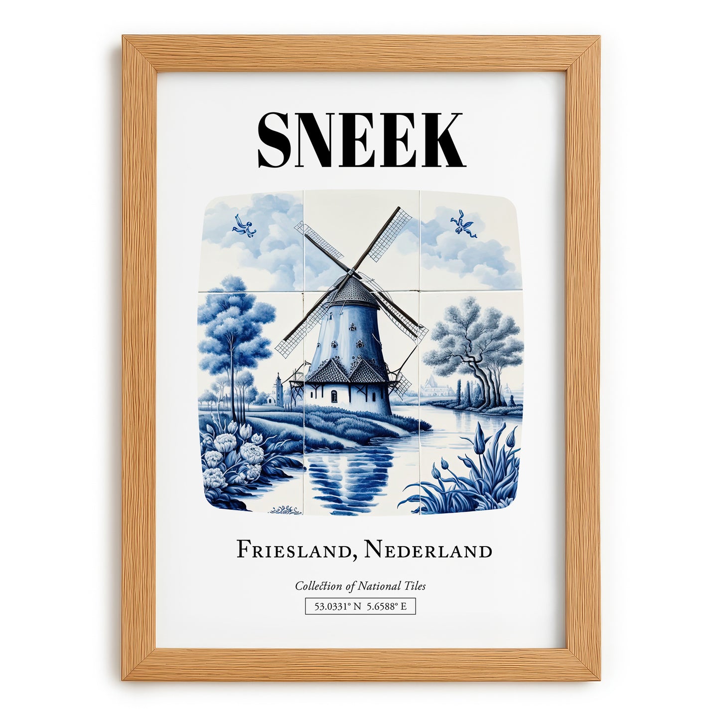 Sneek, Netherlands – Tourist Destination Poster, set in oak frame