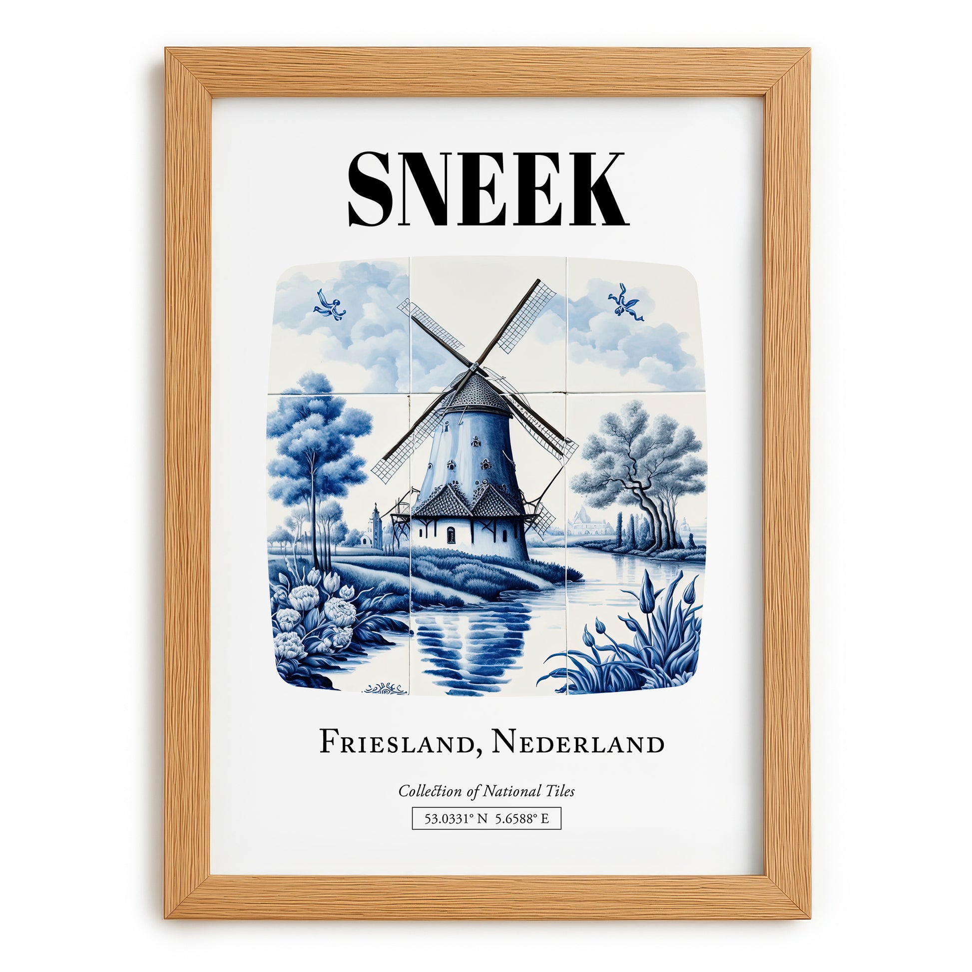 Sneek, Netherlands – Tourist Destination Poster, set in oak frame