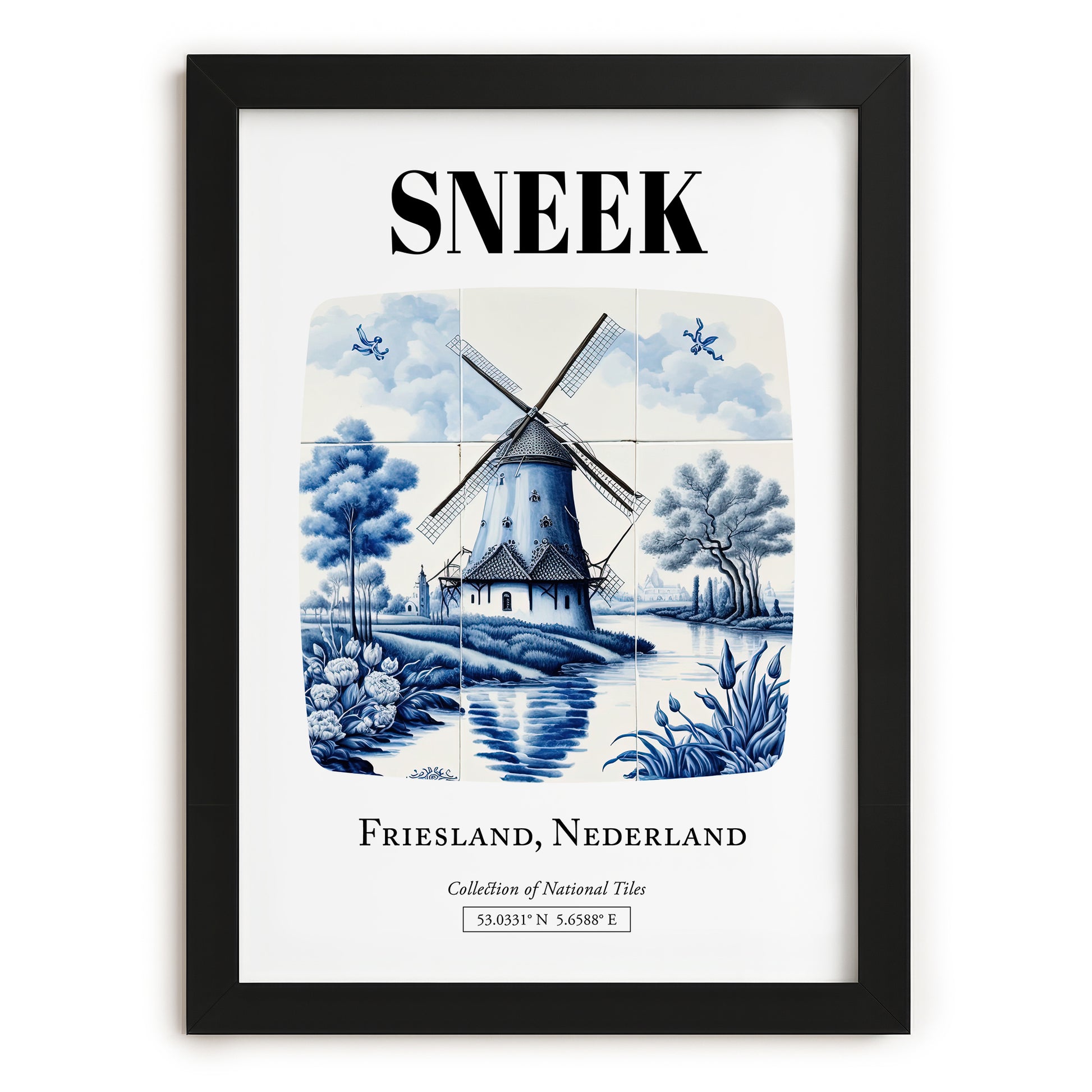 Sneek, Netherlands – Tourist Destination Poster, in sleek black frame