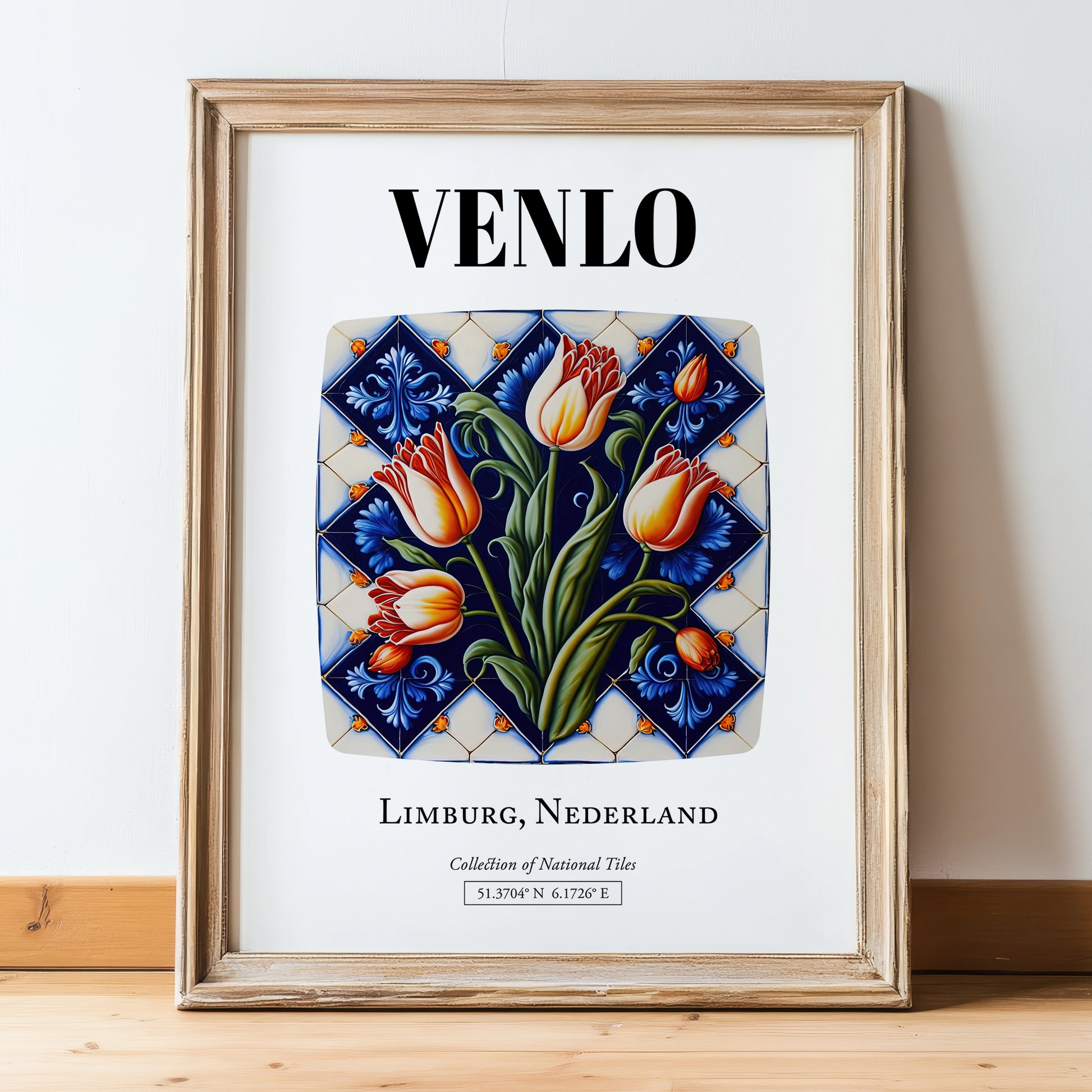 Venlo, Netherlands – Travel Print, in wooden frame leaning on the floor