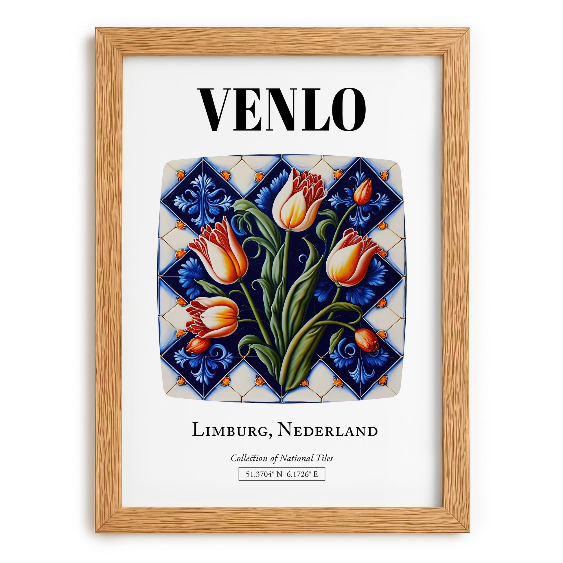 Venlo, Netherlands – Travel Print, set in oak frame