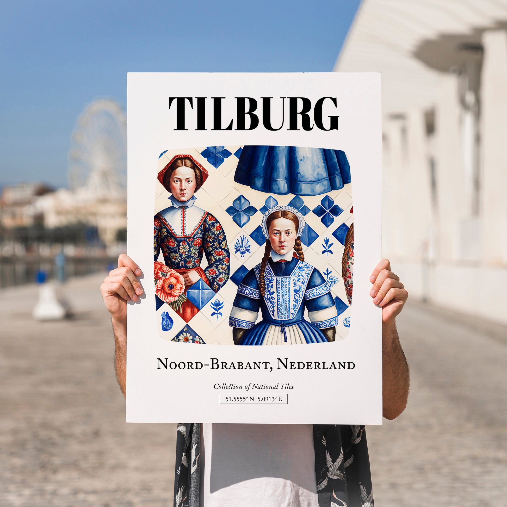 Tilburg, Netherlands – Travel Print, no-text version framed in wood