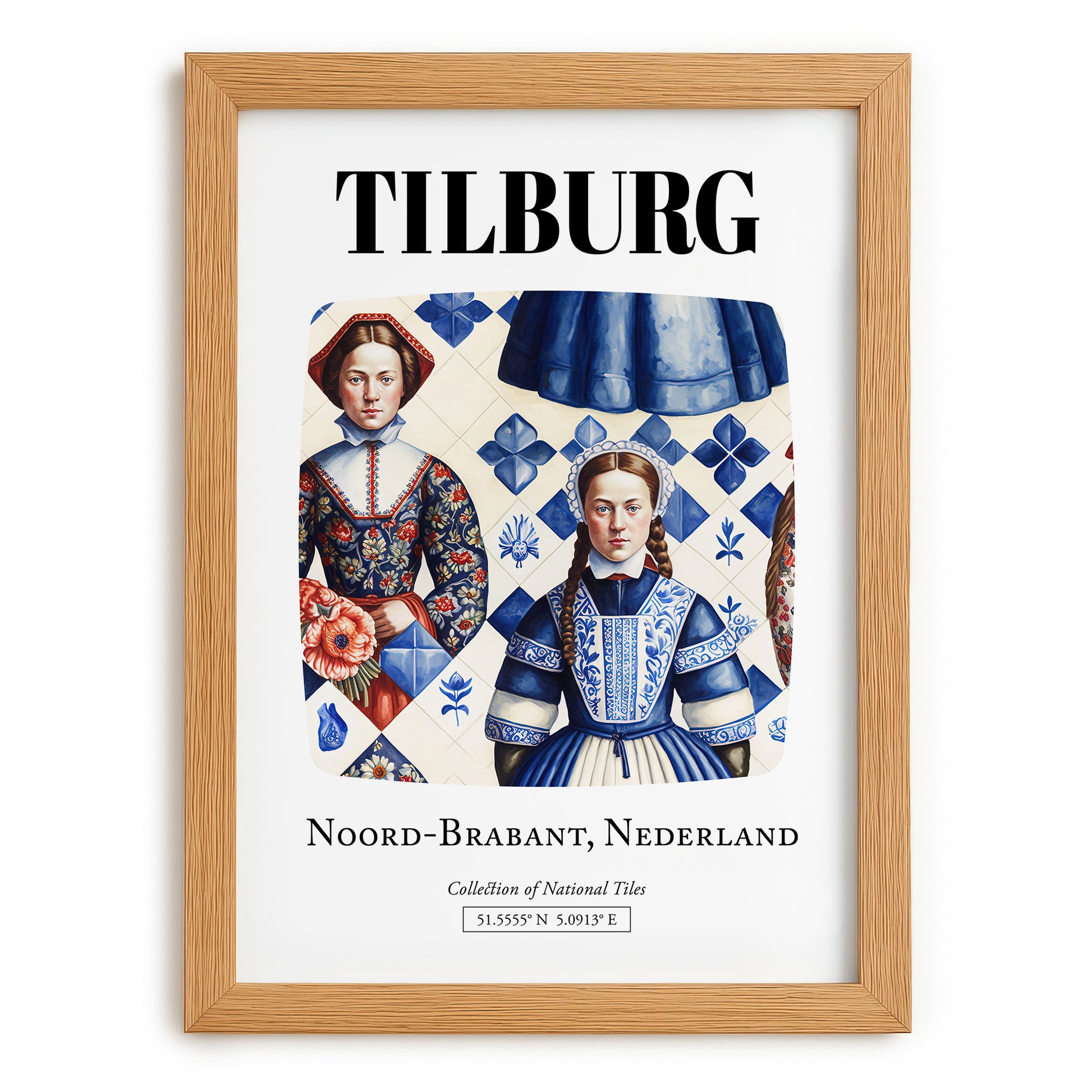 Tilburg, Netherlands – Travel Print, set in oak frame