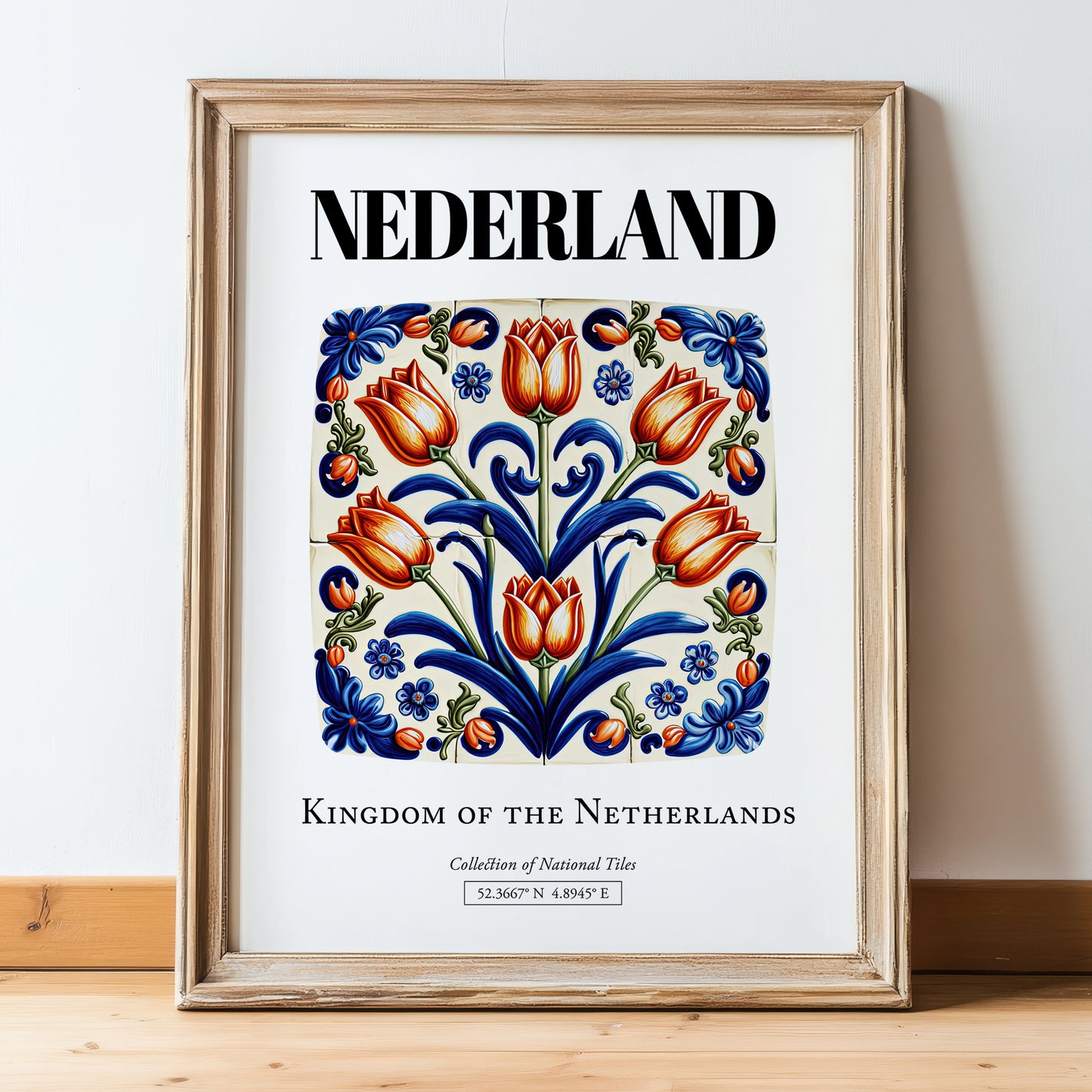 Nederland, Netherlands – Architectural Travel Art, in wooden frame leaning on the floor