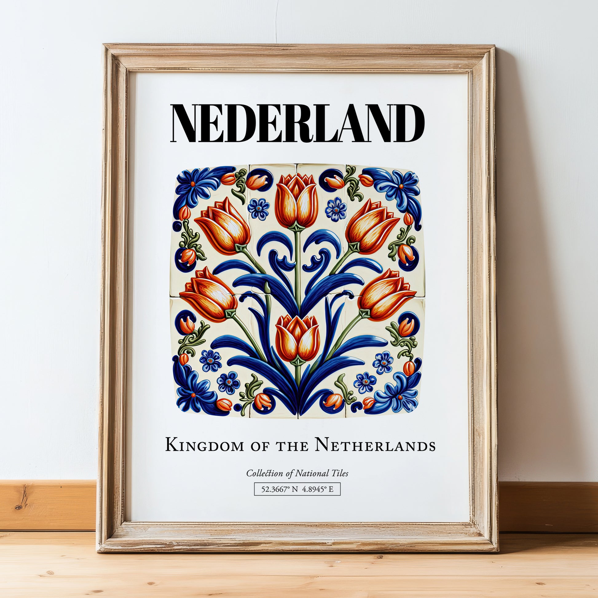 Nederland, Netherlands – Architectural Travel Art, in wooden frame leaning on the floor