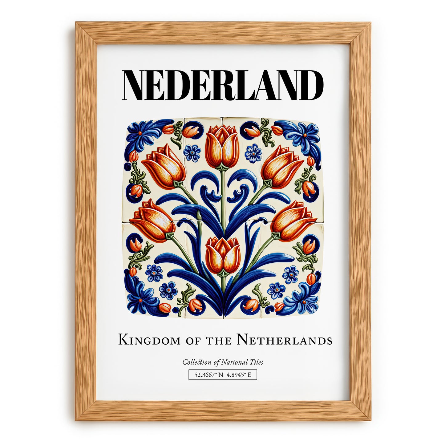 Nederland, Netherlands – Architectural Travel Art, set in oak frame