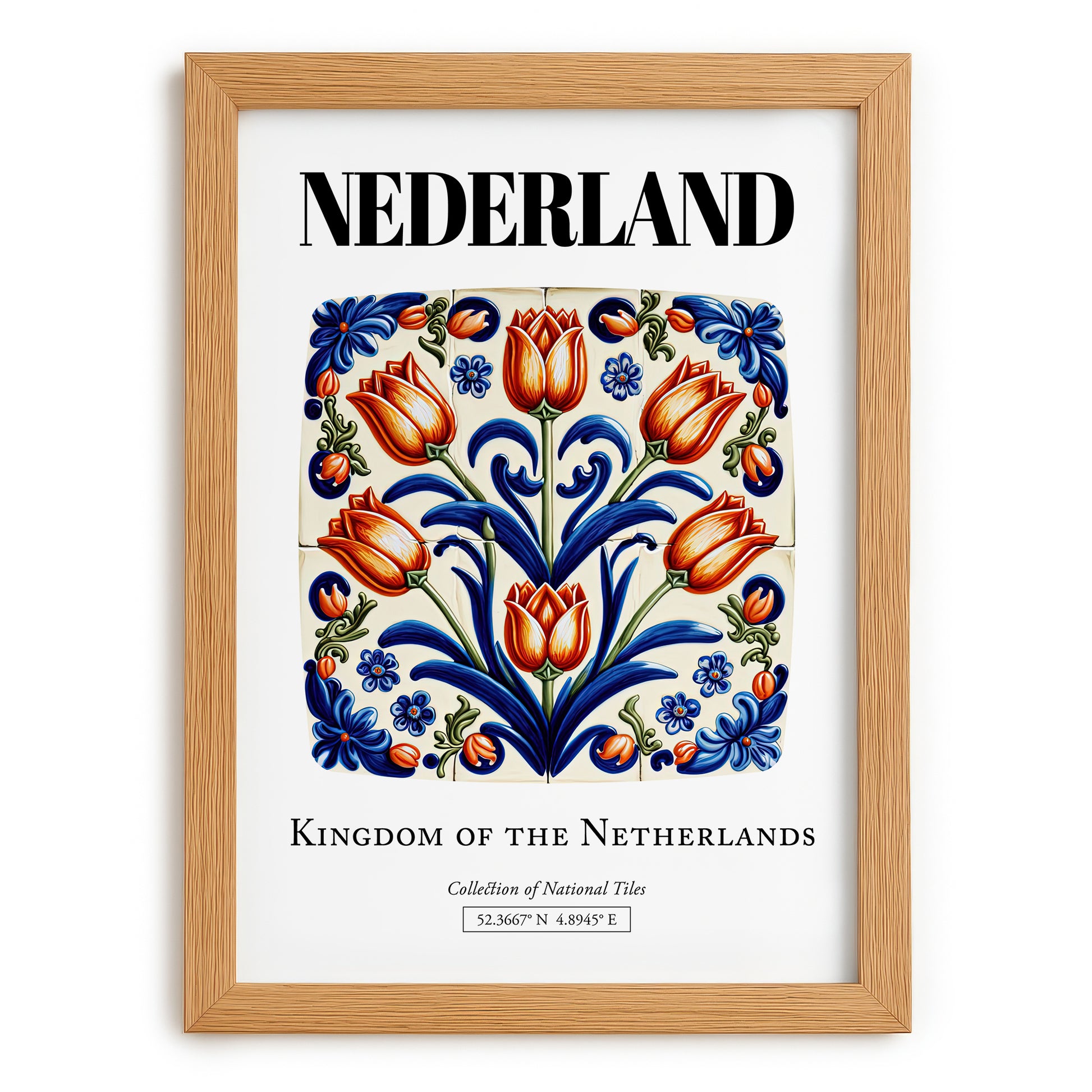 Nederland, Netherlands – Architectural Travel Art, set in oak frame