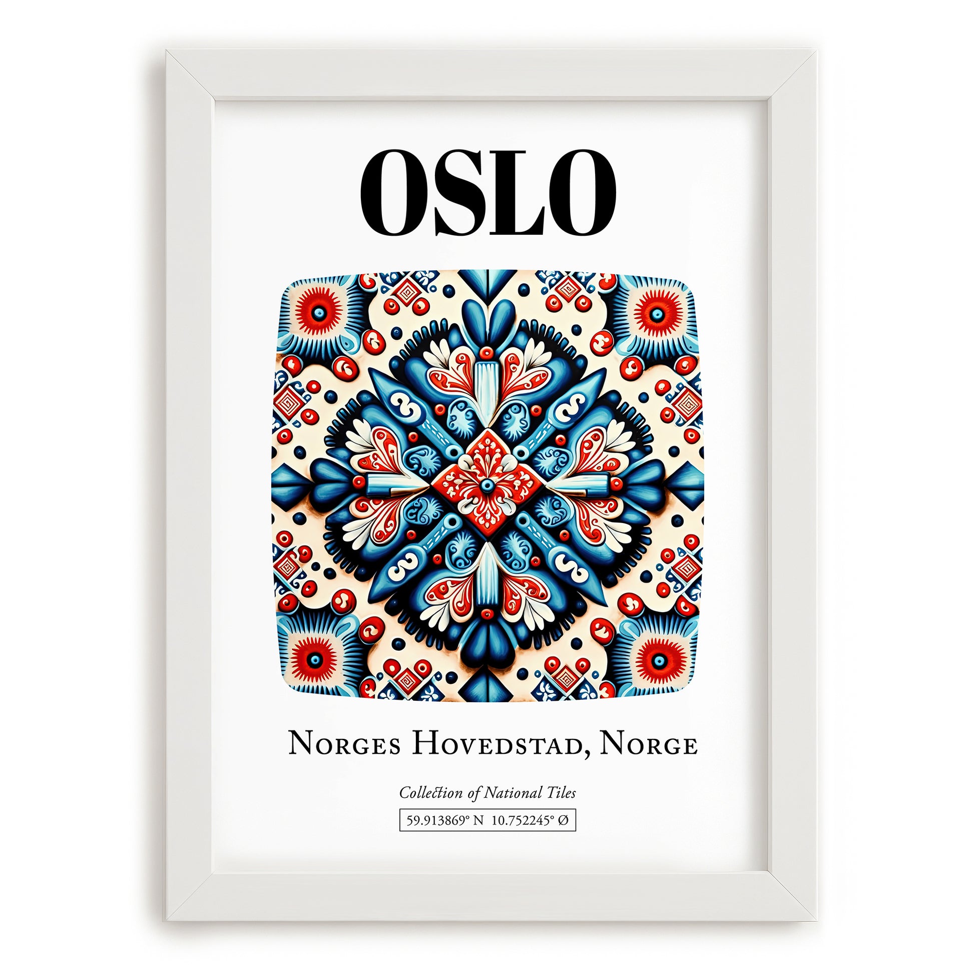 Oslo, Norway – National Pride Wall Decor, placed in minimal white frame