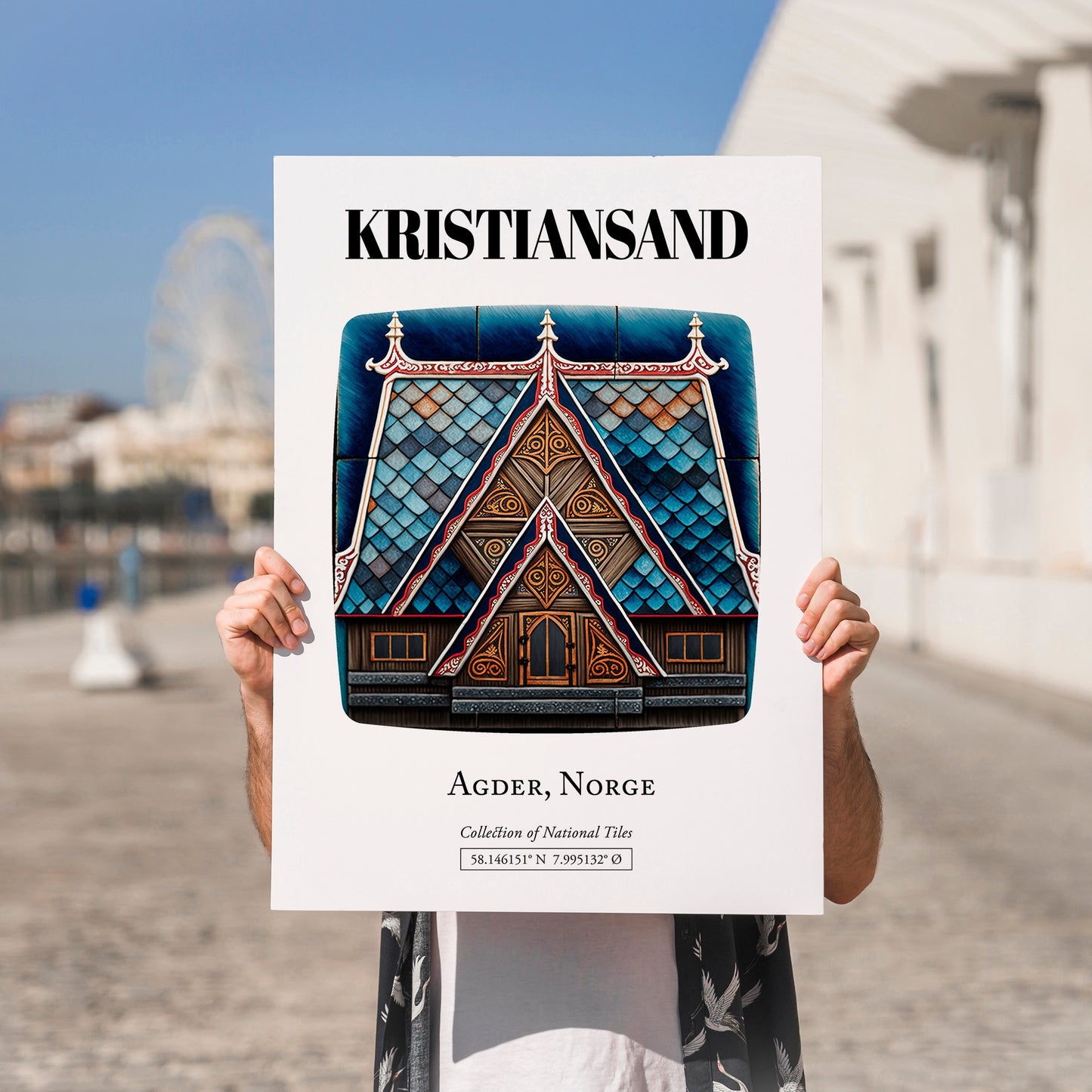 Kristiansand, Norway – Travel Poster, no-text version framed in wood