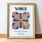 Norge, Norway – Travel Poster, in wooden frame leaning on the floor
