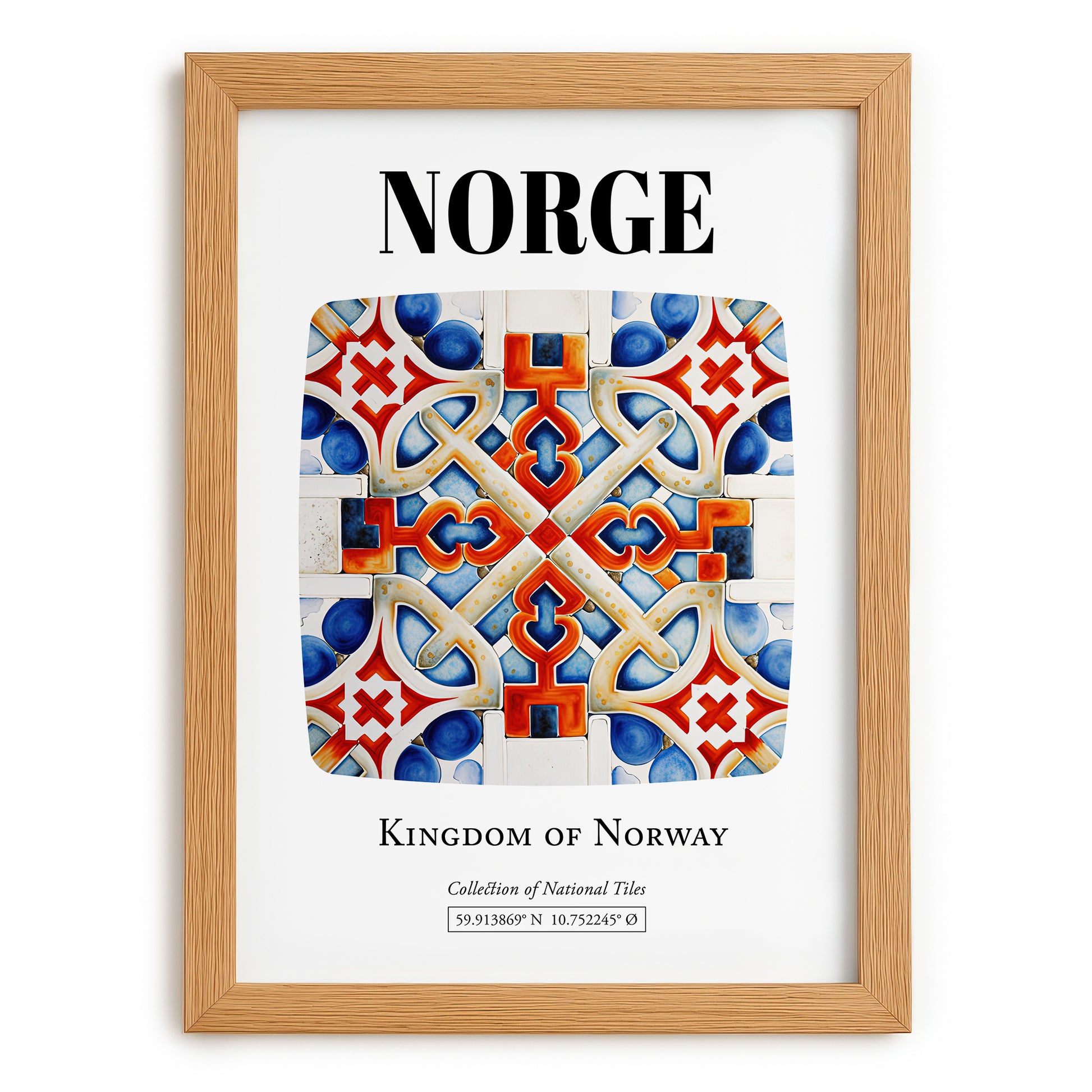 Norge, Norway – Travel Poster, set in oak frame