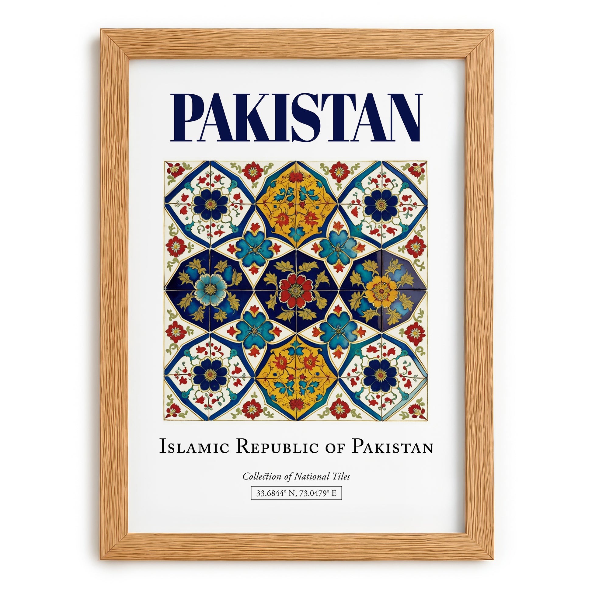 Pakistan, Pakistan – Vintage Travel Poster, set in oak frame