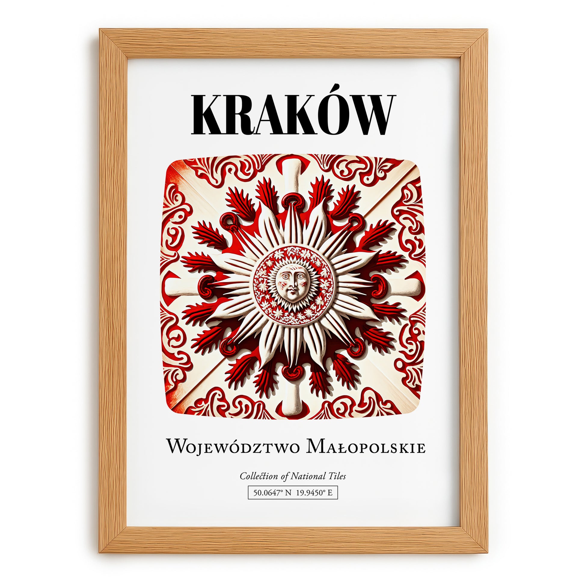 Kraków, Poland – Travel Print, set in oak frame