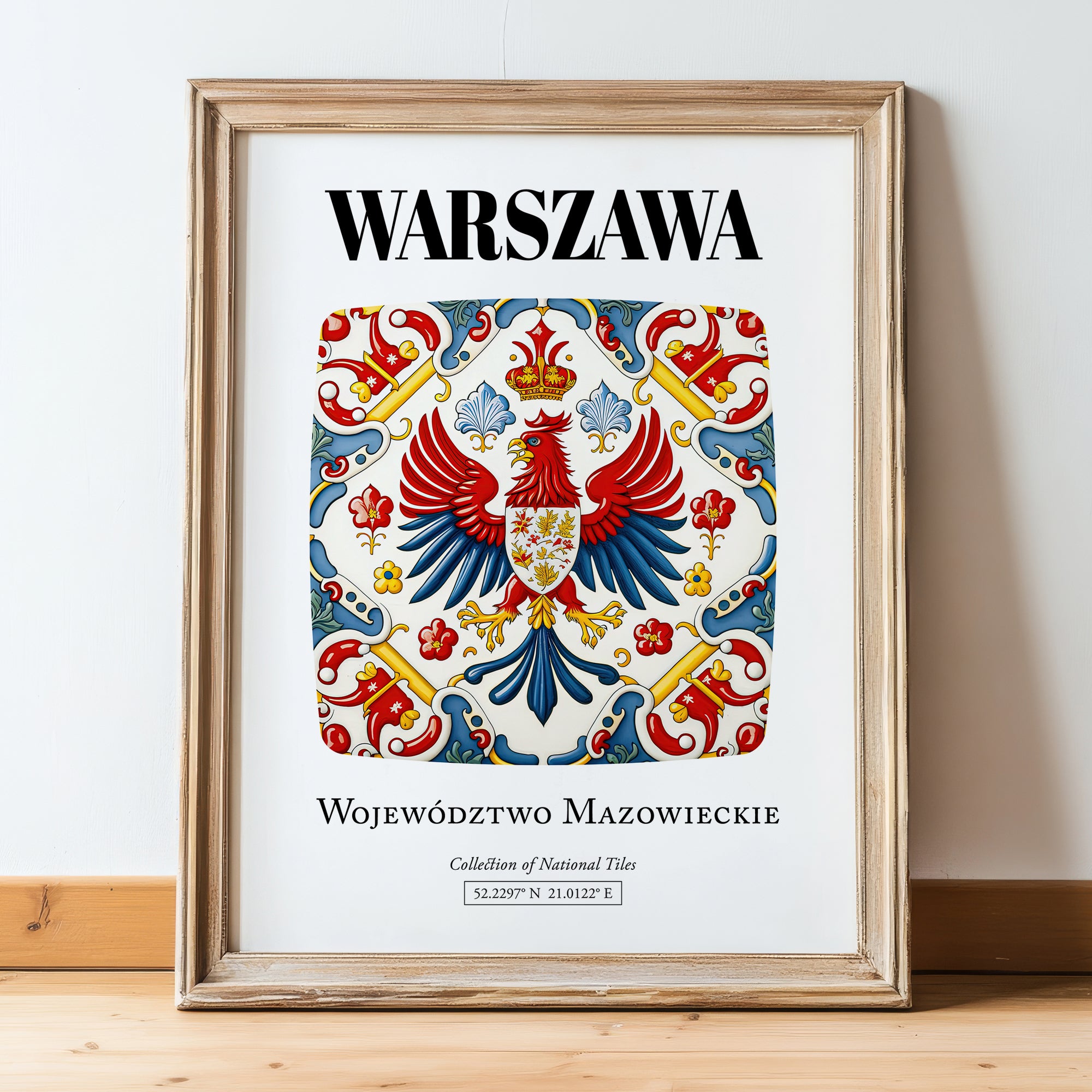 Warszawa, Poland – Wanderlust Wall Decor, in wooden frame leaning on the floor