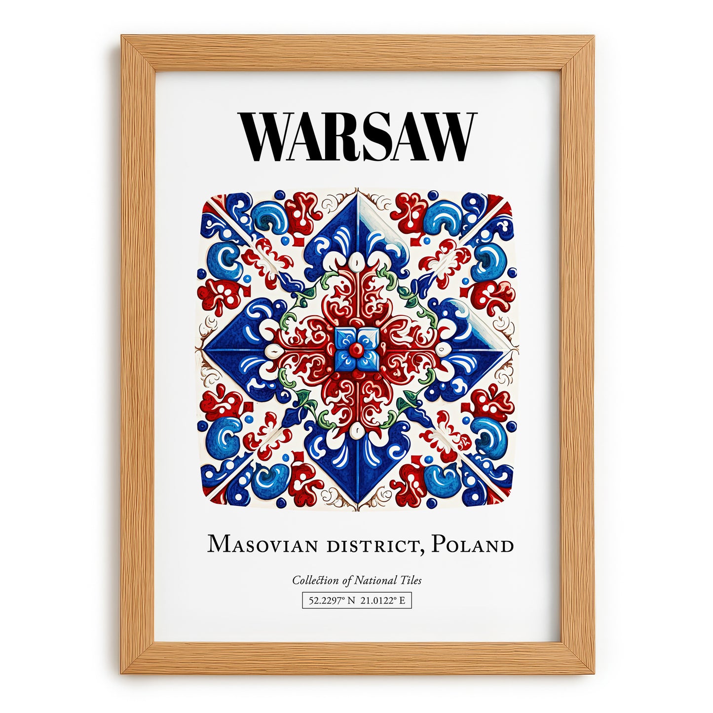 Warsaw, Poland – World Travel Art, set in oak frame
