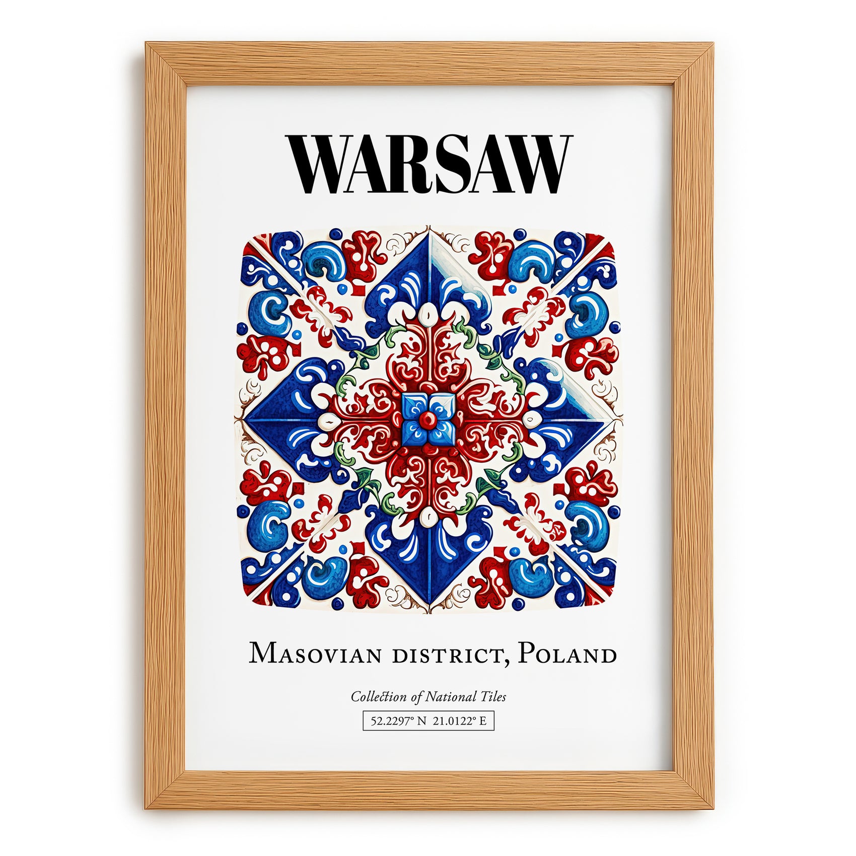 Warsaw, Poland – World Travel Art, set in oak frame