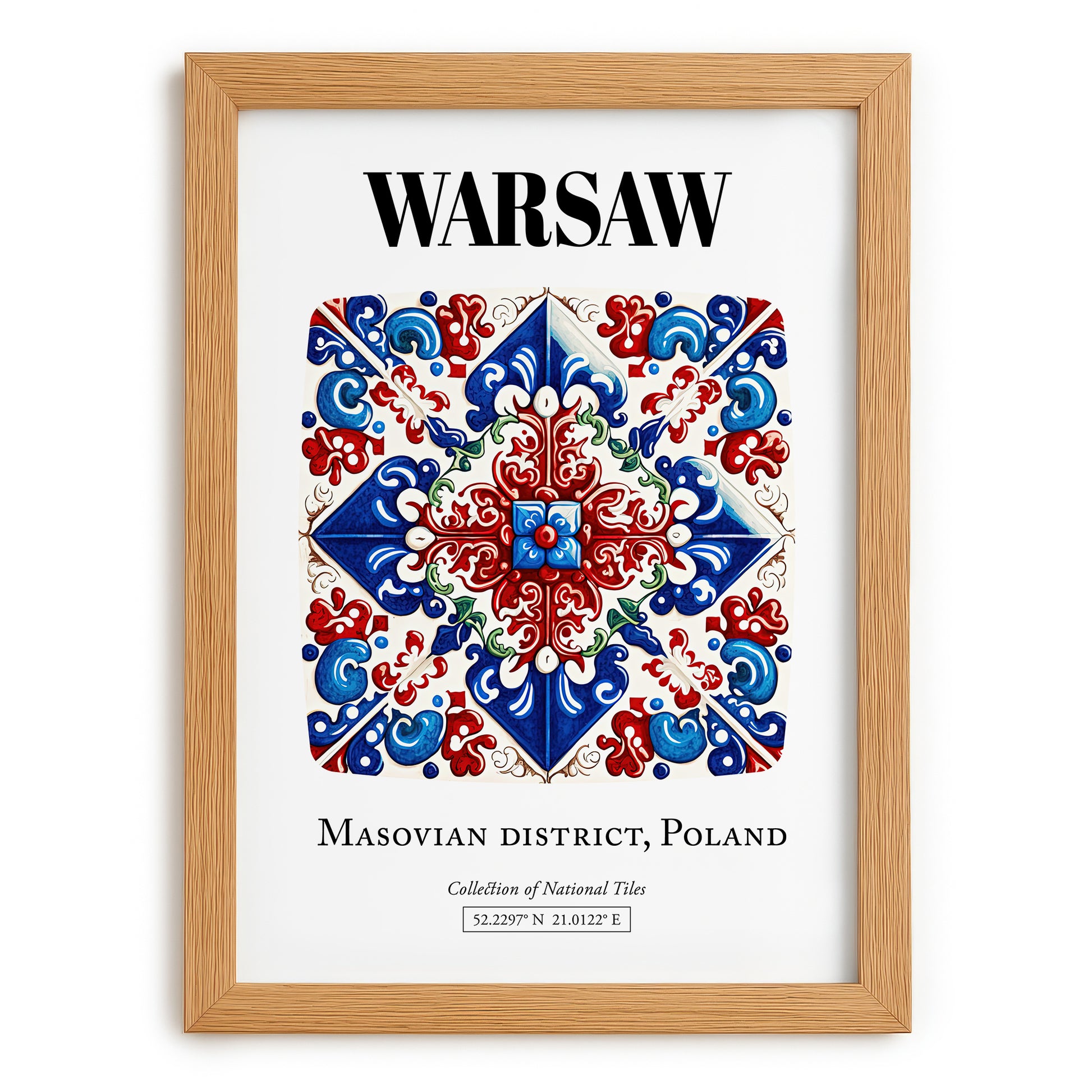 Warsaw, Poland – World Travel Art, set in oak frame