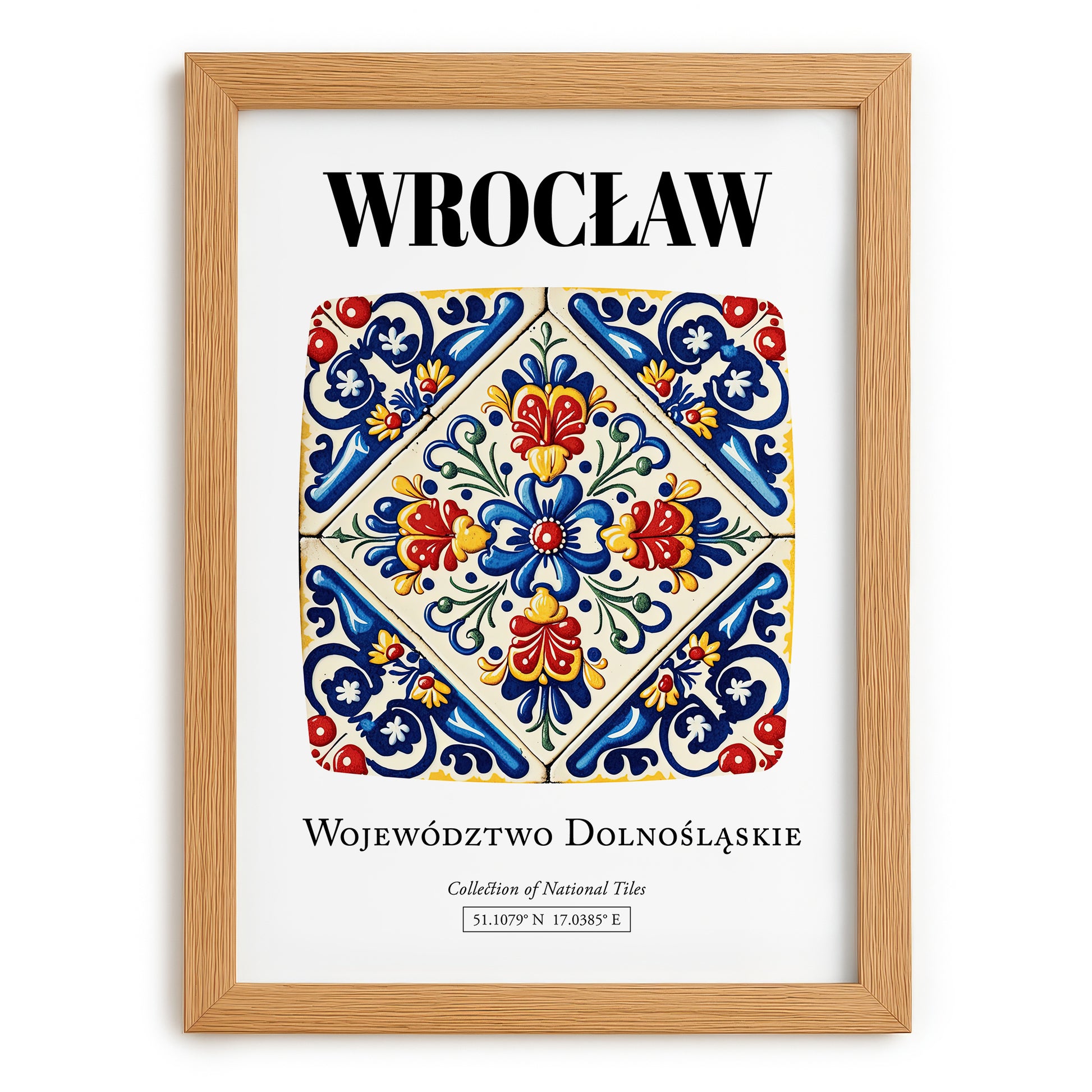Wrocław, Poland – Cityscape Wall Art, set in oak frame