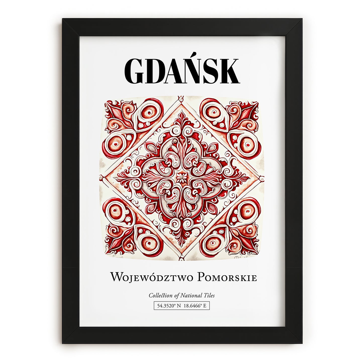 Gdańsk, Poland – Travel Wall Art, in sleek black frame