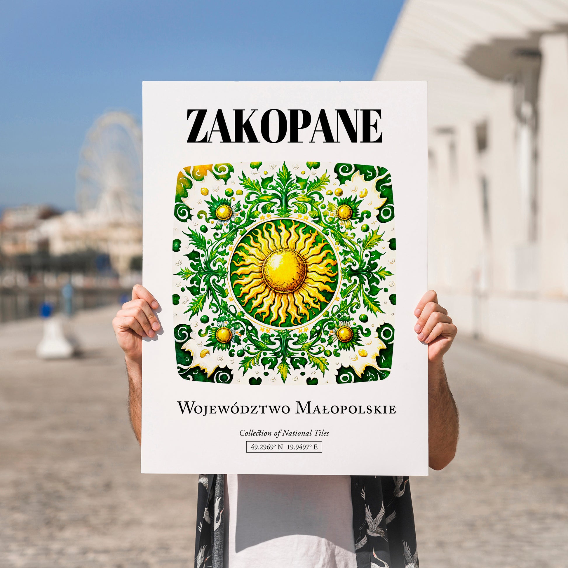 Zakopane, Poland – Illustrated Travel Poster, no-text version framed in wood