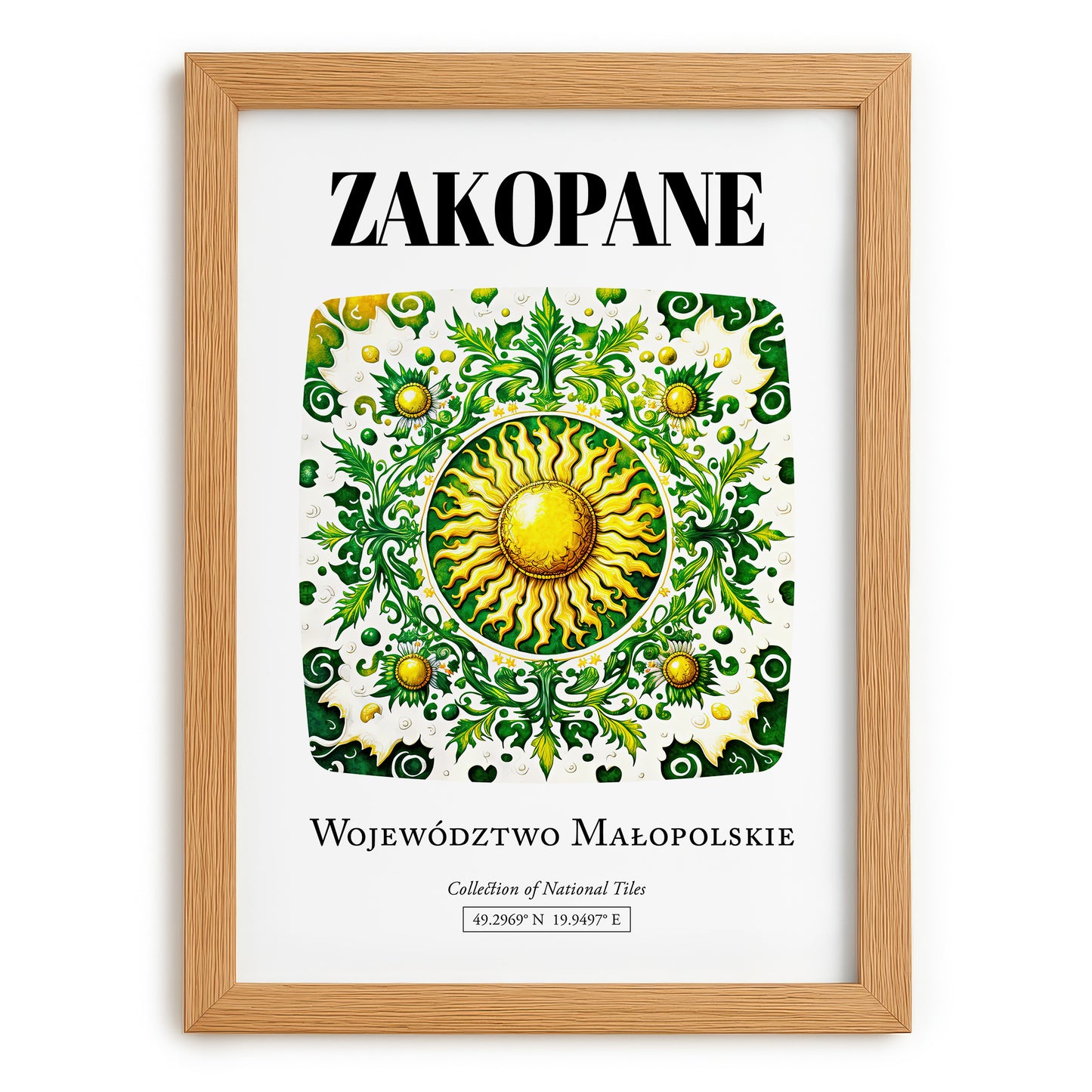 Zakopane, Poland – Illustrated Travel Poster, set in oak frame