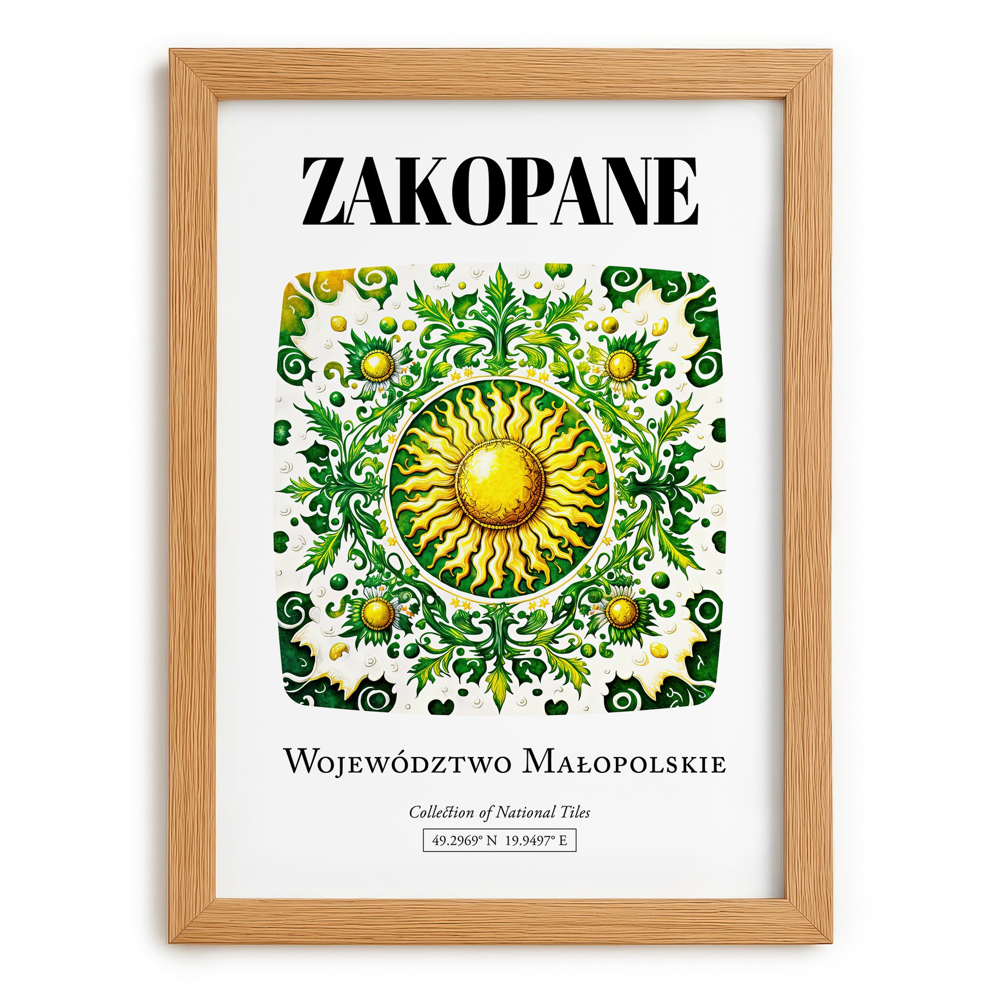 Zakopane, Poland – Illustrated Travel Poster, set in oak frame