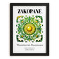 Zakopane, Poland – Illustrated Travel Poster, in sleek black frame