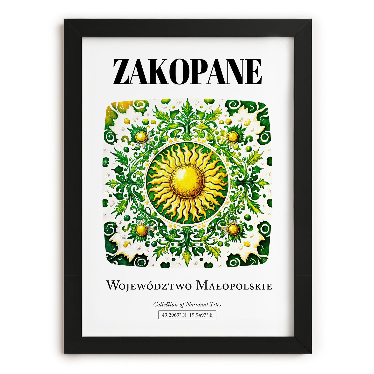 Zakopane, Poland – Illustrated Travel Poster, in sleek black frame