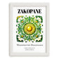 Zakopane, Poland – Illustrated Travel Poster, placed in minimal white frame