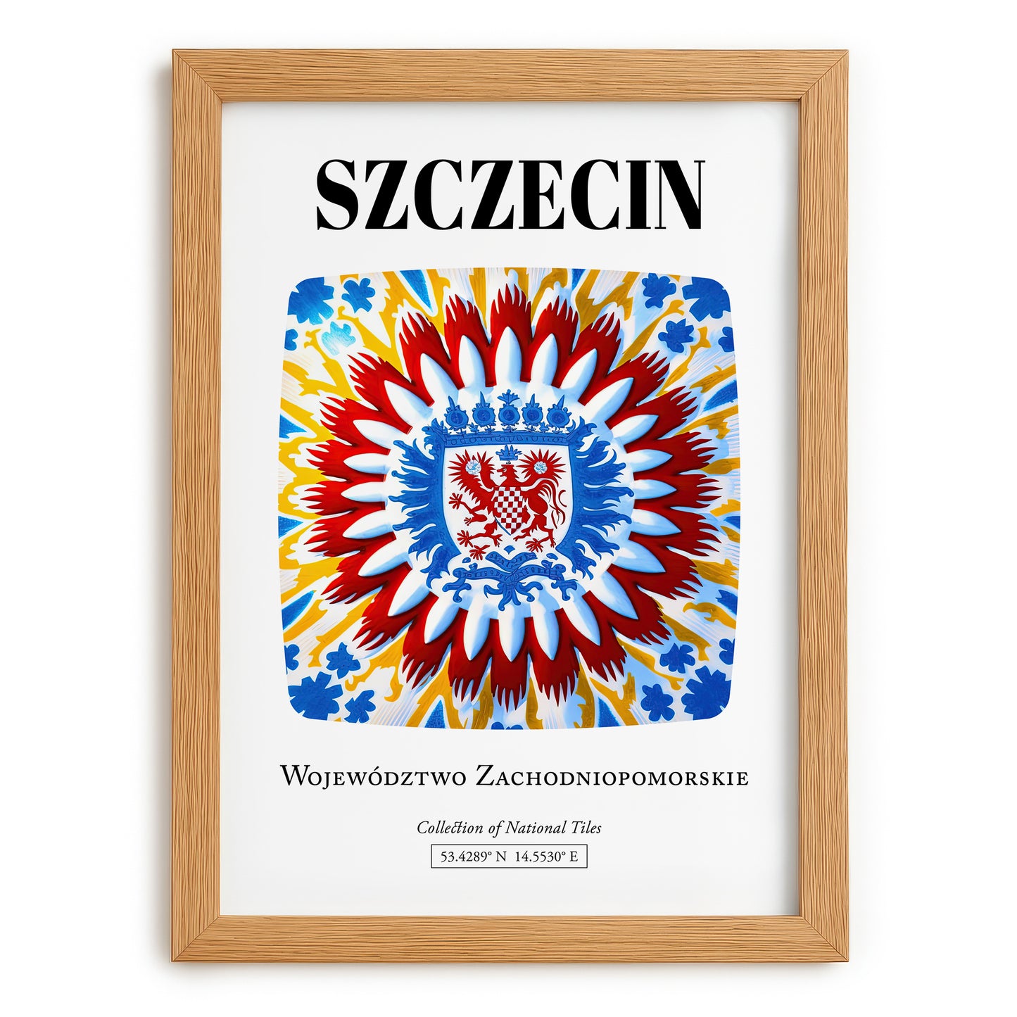 Szczecin, Poland – Travel Wall Art, set in oak frame